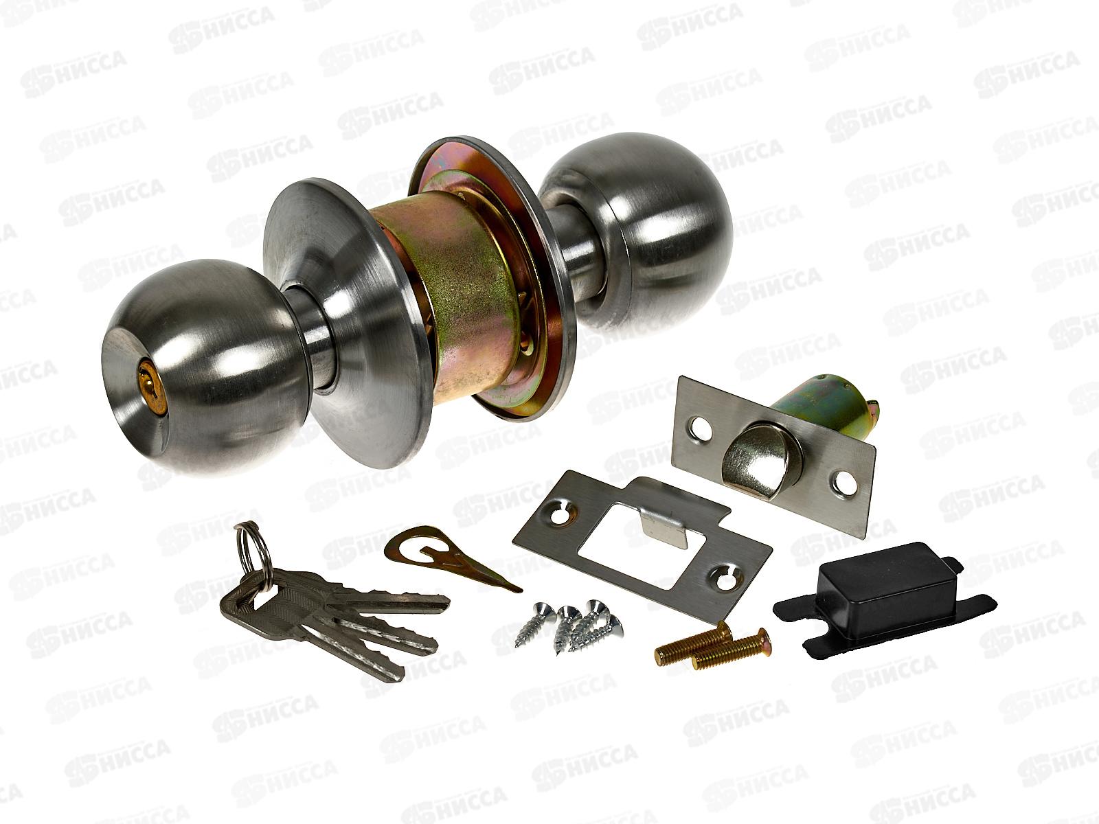 Ручка дверная врезная круглая с ключами 587SS хром (064448)  Ж