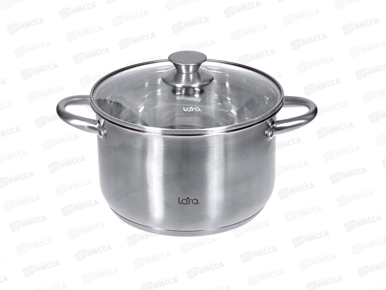 Кастрюля Афина 5,1л 22*13,5см LR02-269 индукционное дно, крышка стекло