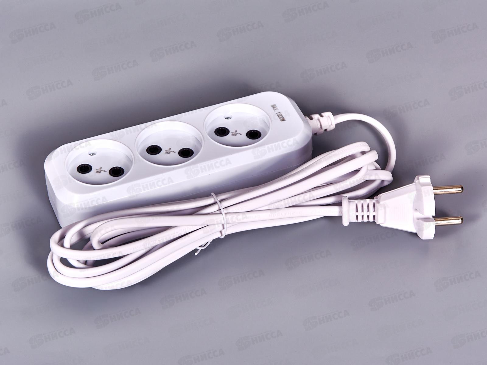 Удлинитель Proconnect  3гнезда 3м 2*0.75 без заземления, белый, 13-4206 *40