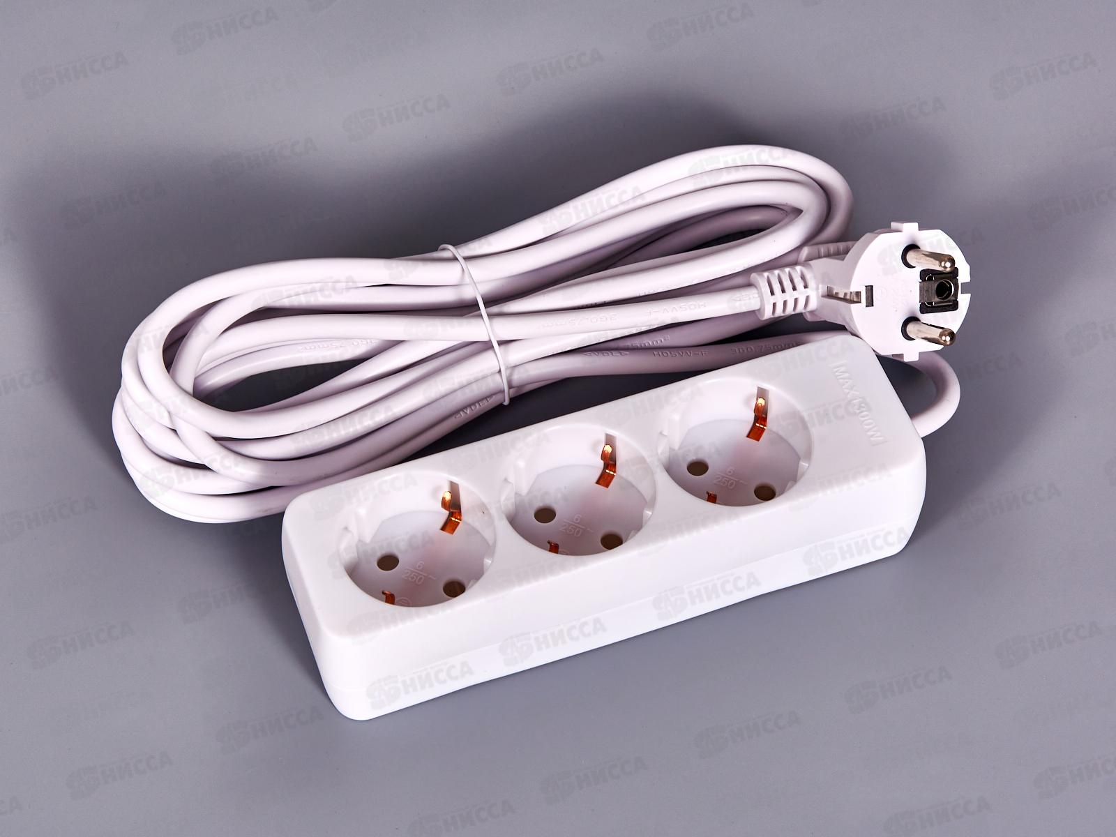 Удлинитель STANDARD 3 гнезда, 5м, 2х1.0мм, без заземления, белый, 13-4008 *20