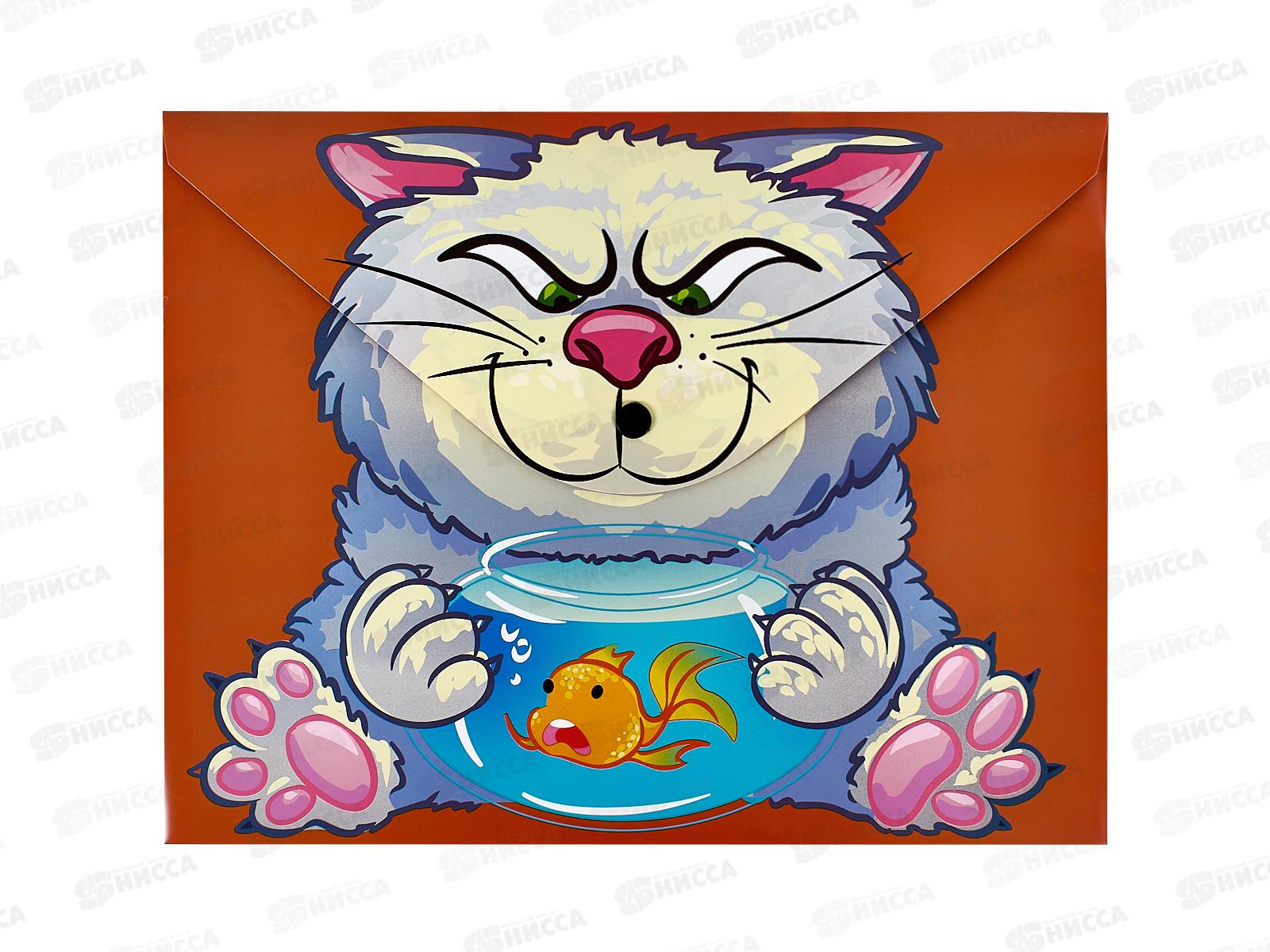 Папка с кноп. Centrum А4 Кот с рыбкой,75701 *10