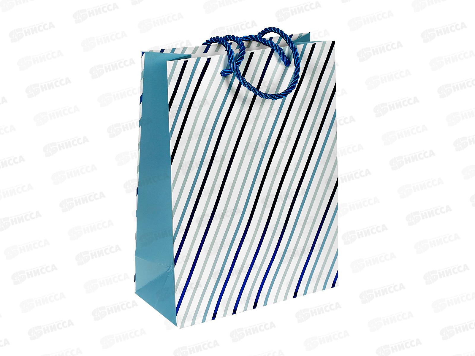 Пакет подарочный MI 18х24х8,5см Синие линии, ППК-2566 *12