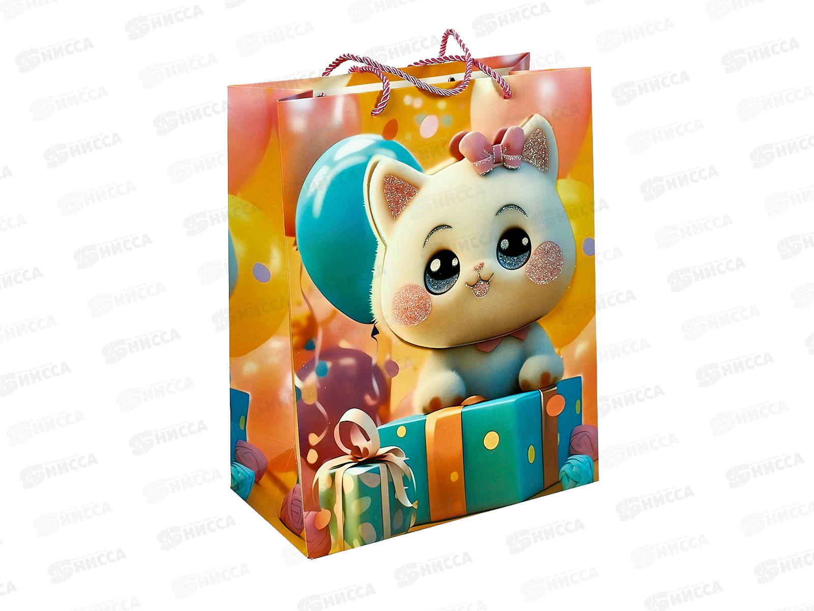 Пакет подарочный MI 26х32х10см Котенок и подарки, ПКП-9250 *12