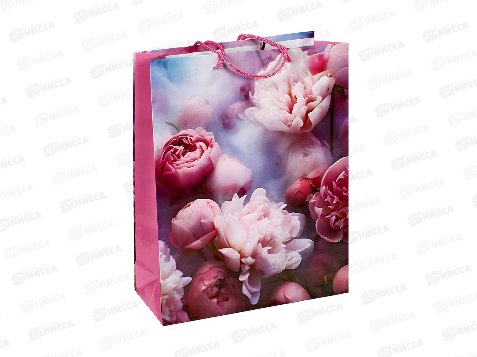 Пакет подарочный MI 26,4х32,7х8см Ароматные пионы, ПКП-0362  *12