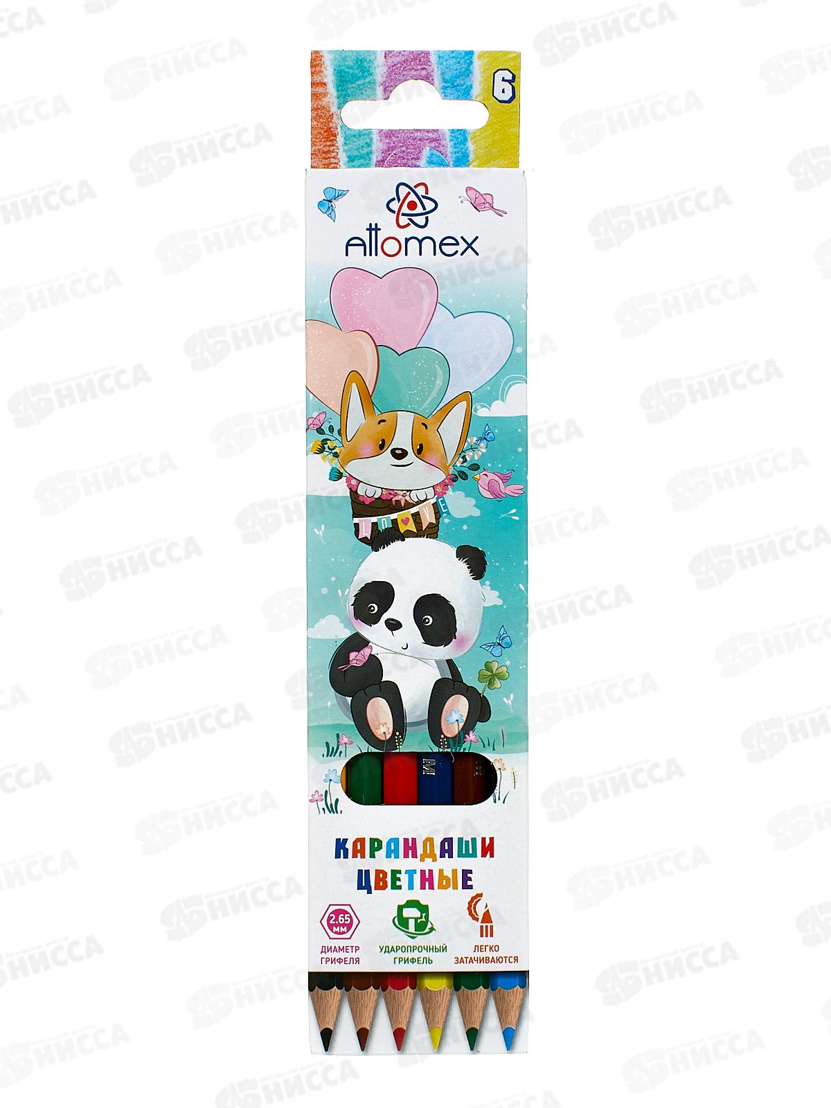 Карандаши 6 цветов Attomex. Zoo шестигранные картонная упаковка  5021810 *24/240