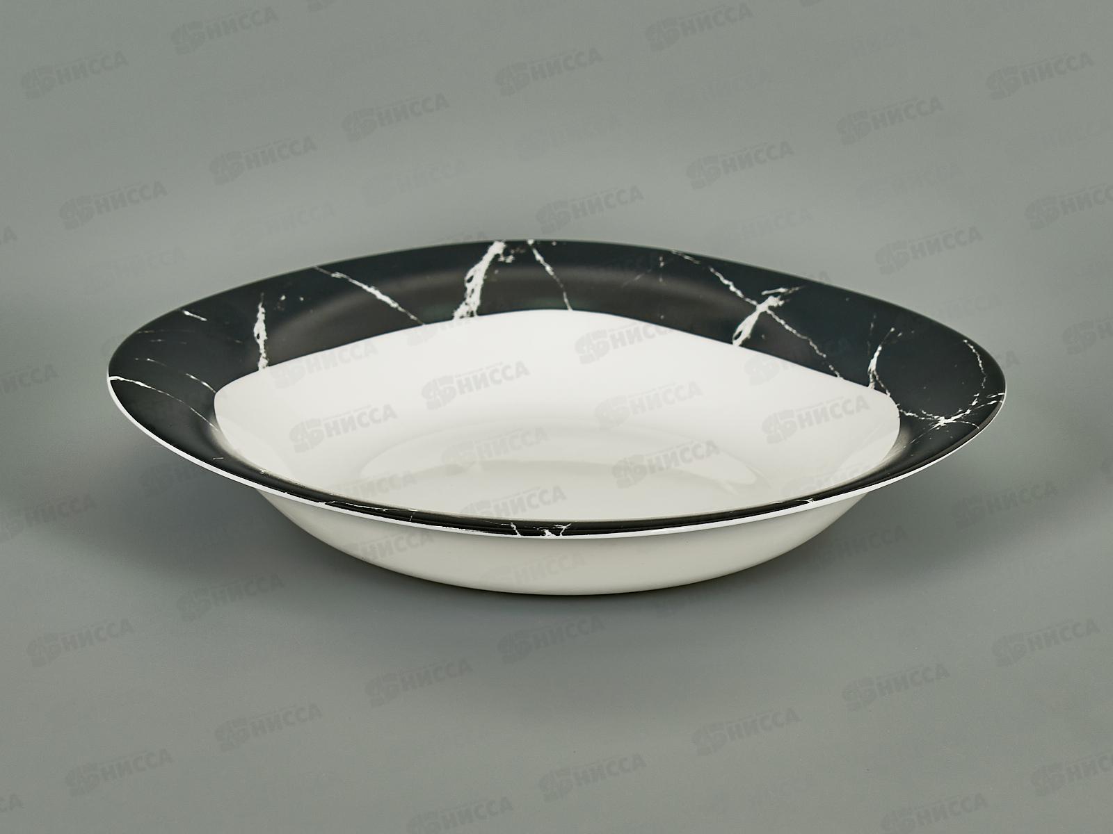 Тарелка суповая d-23см 460мл 6/36 100мч-сткл9 Черн мрамор квадр *6/36