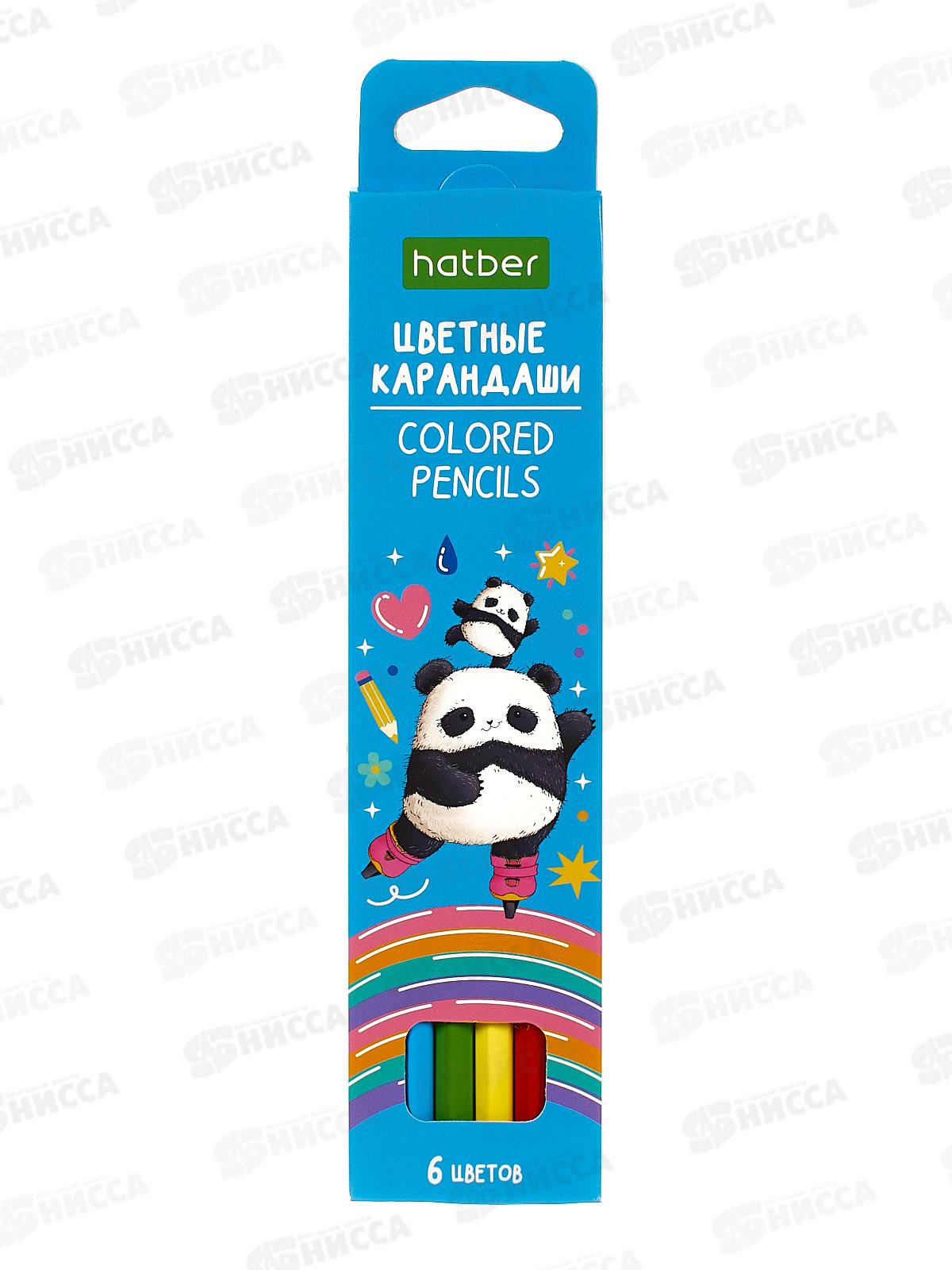 Карандаши  6цв Hatber Плюшевые панды &quotECO" 087796 *24