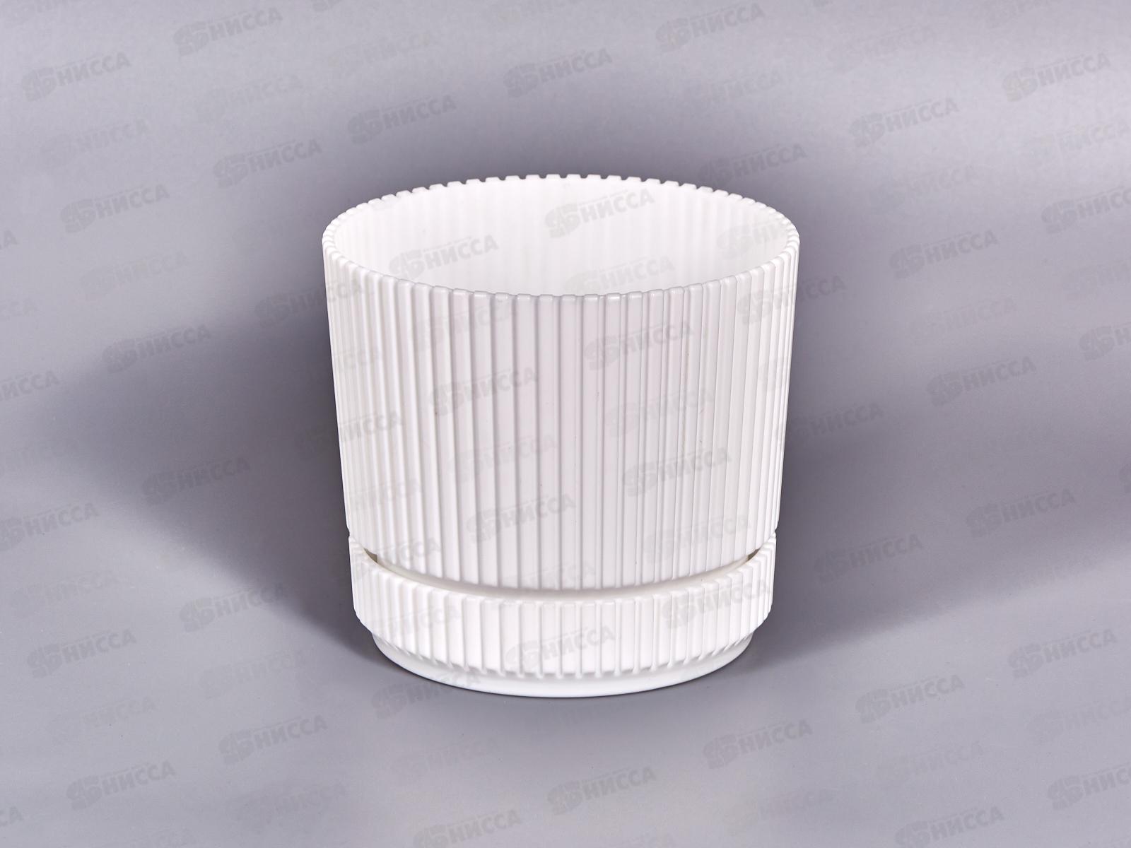 Кашпо &quotСтрип&quot D110мм 0,6л с/п Белый М3245 *18