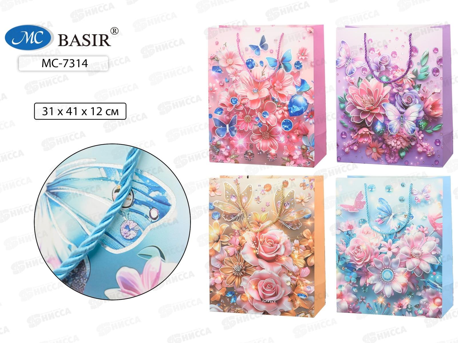 Пакет подароч. бумажный, 42*12*32см, Цветы, асс. МС-7314 *20