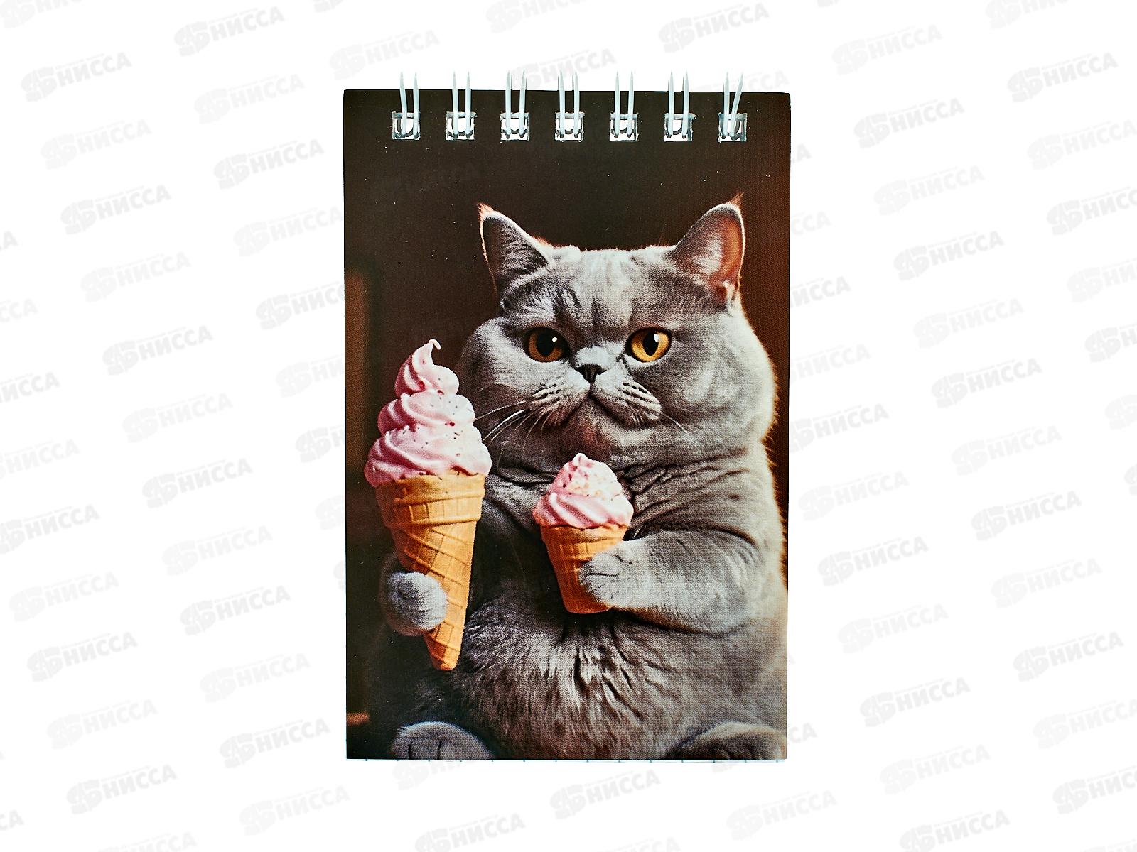 Блокнот 60л ЭКСМО А7 Котик, гребень, клетка БСК740355