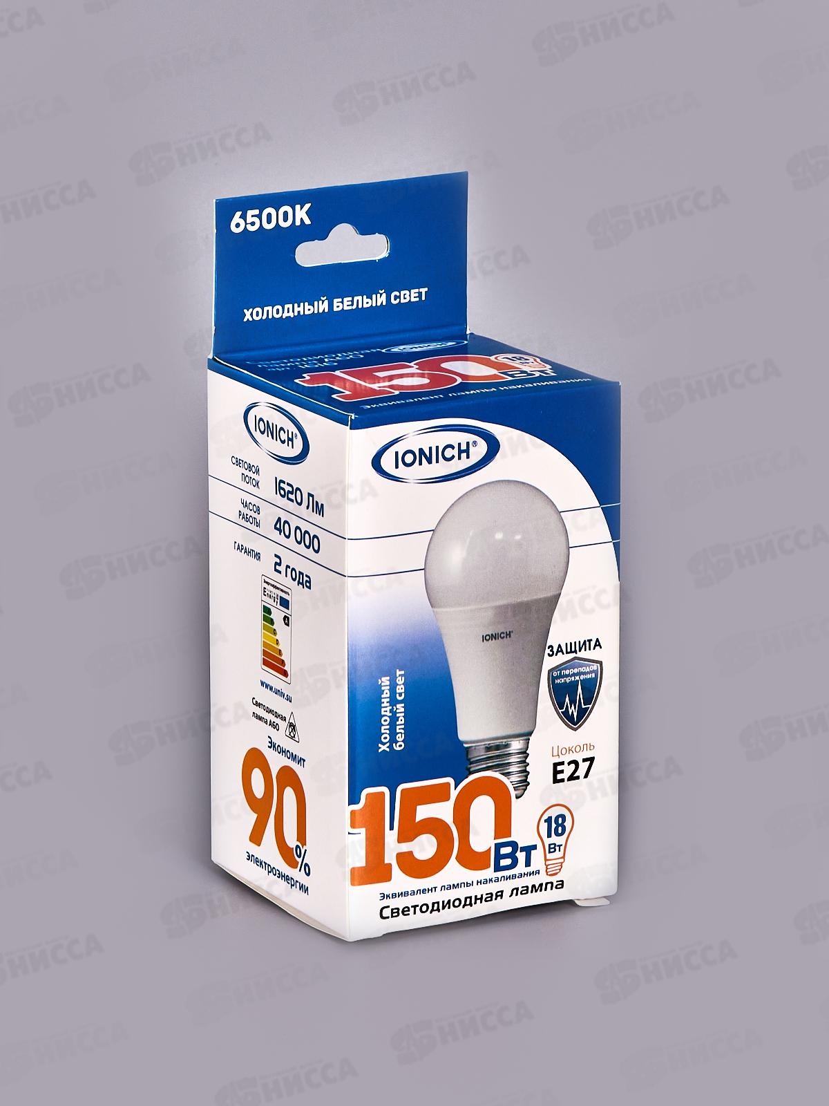 Лампа светодиодная IONICH E27 LED-SMD2835-А-60-18ВТ-1620Лм-230В 6500К,1616*50