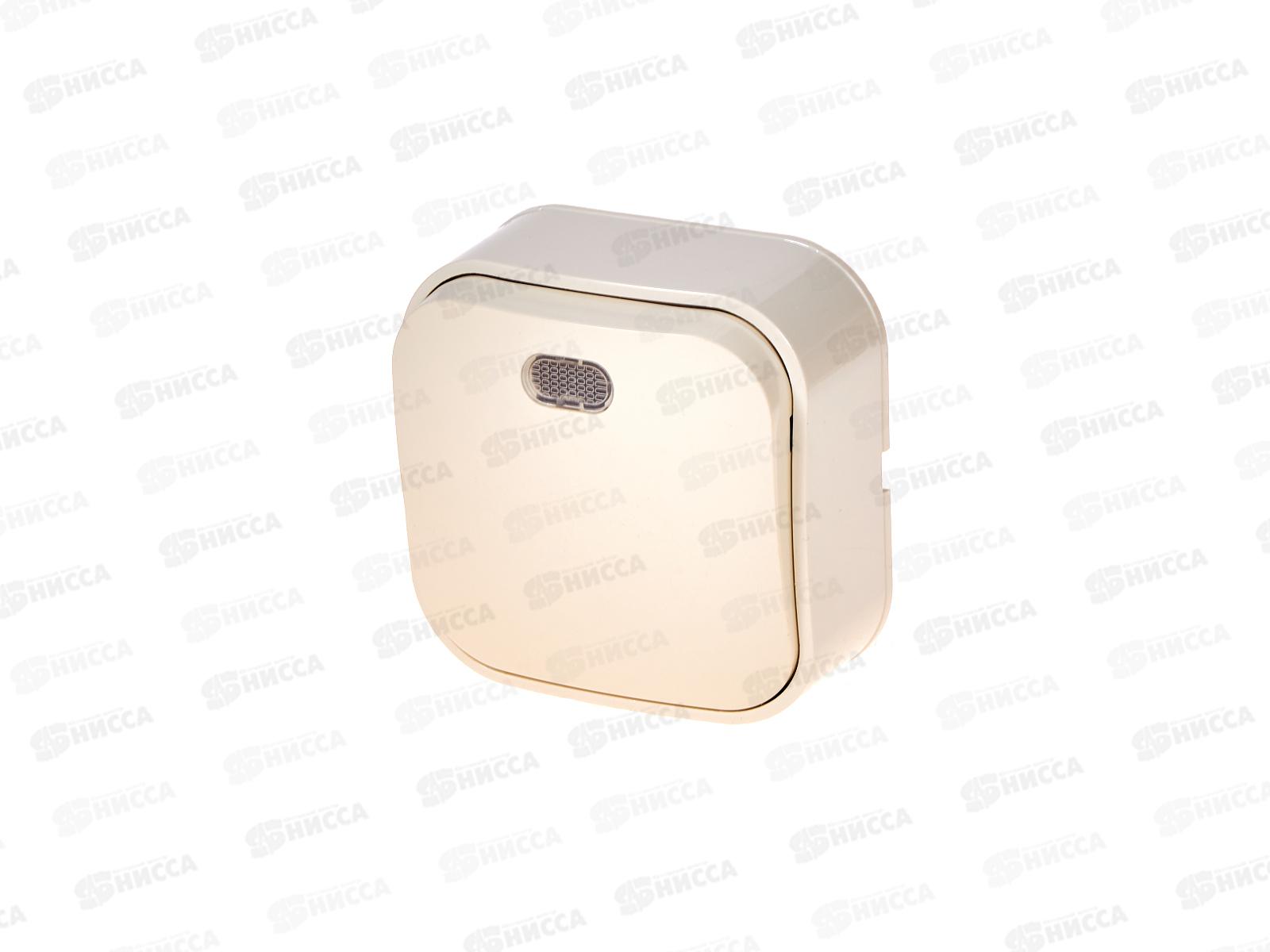 Выключатель IONICH 1-клавиша открытая установка, 10А, 220В "Слоновая кость" подсветка,1424*10