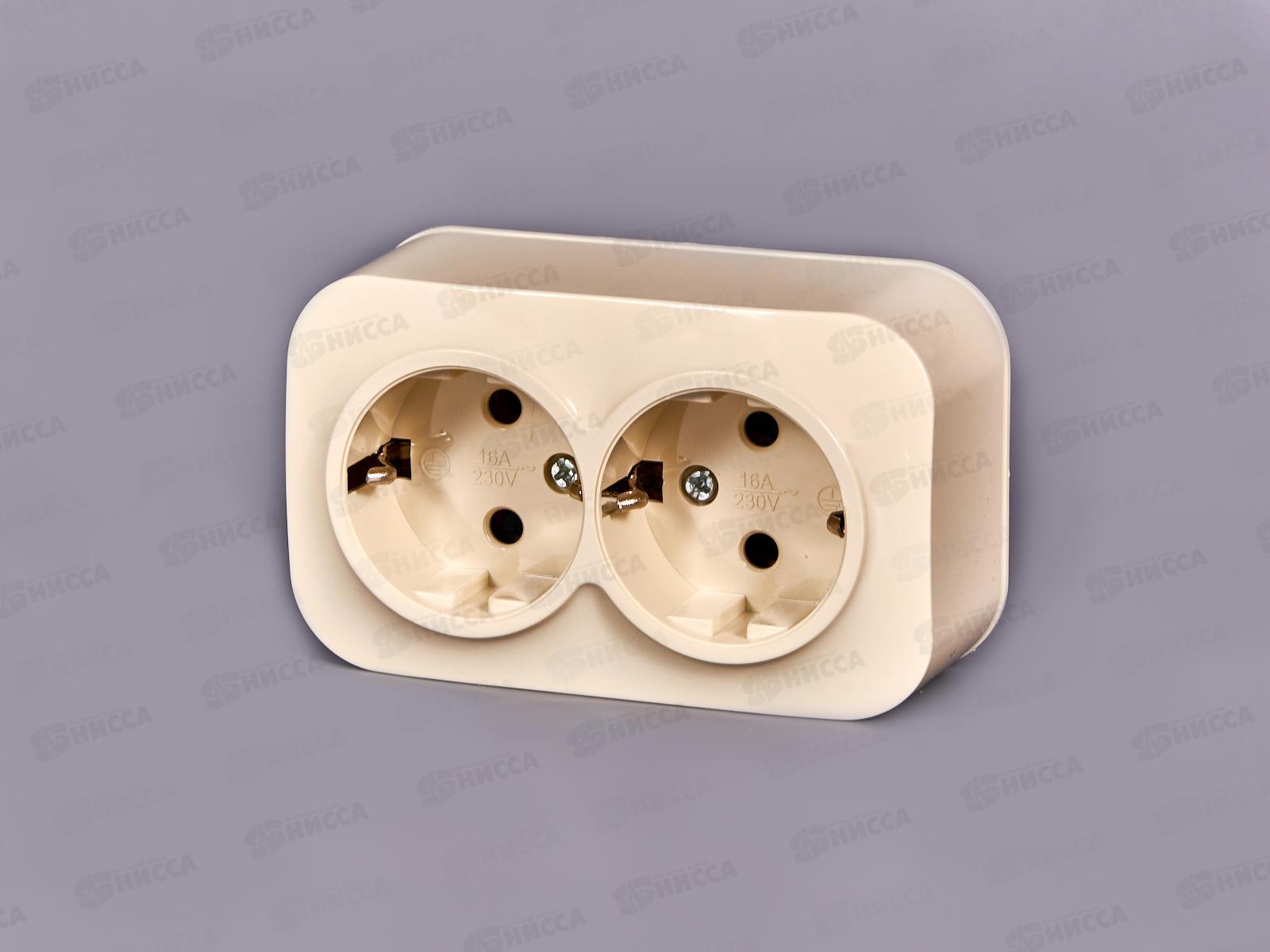 Розетка IONICH 2-местная открытой установки, с заземлением, 16А, 220В слоновая кость,керамика,1428*10