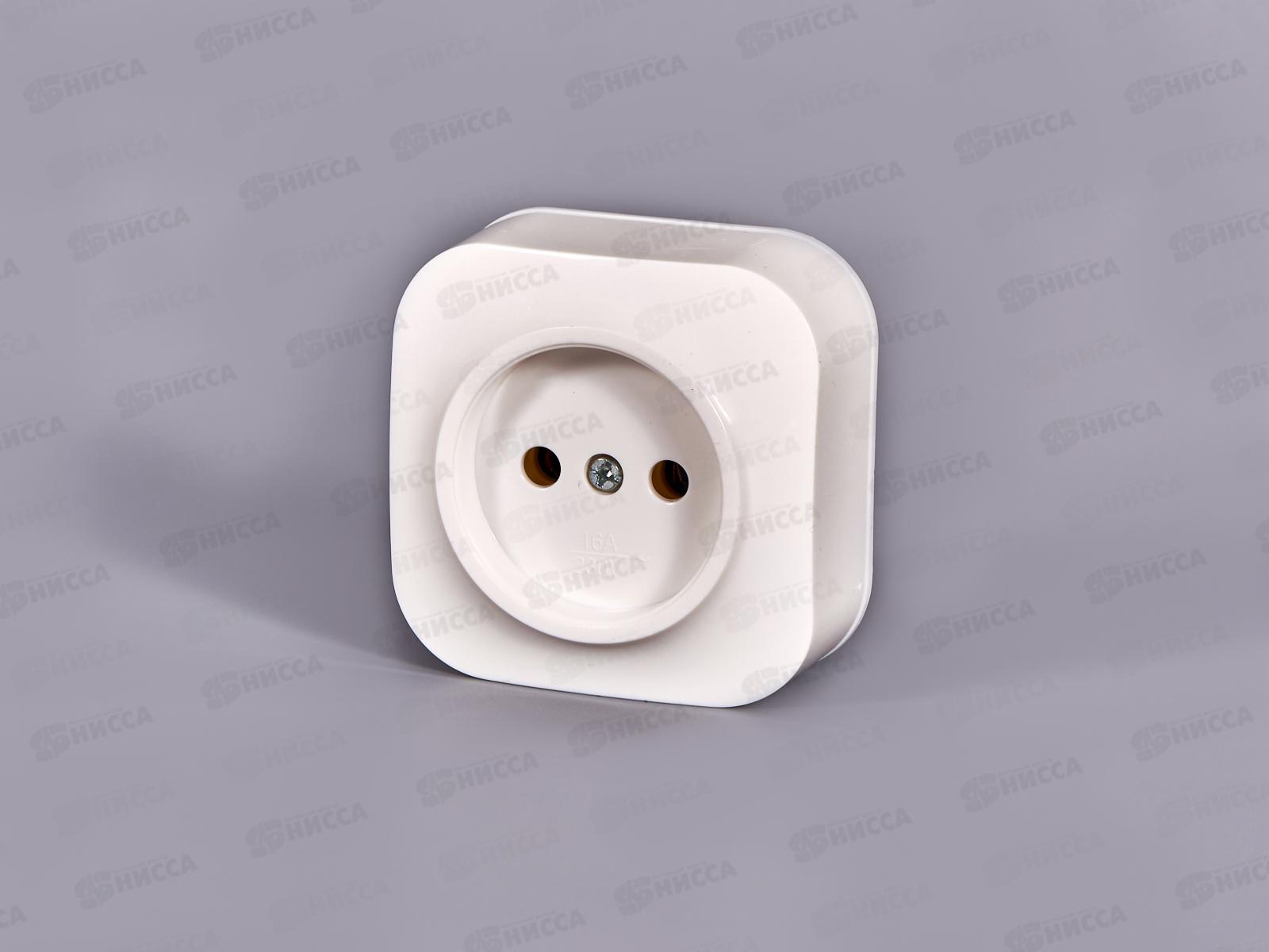 Розетка IONICH 1-местная открытая установка, без ззаземления, 16А, 220В белая,керамика,1415*10