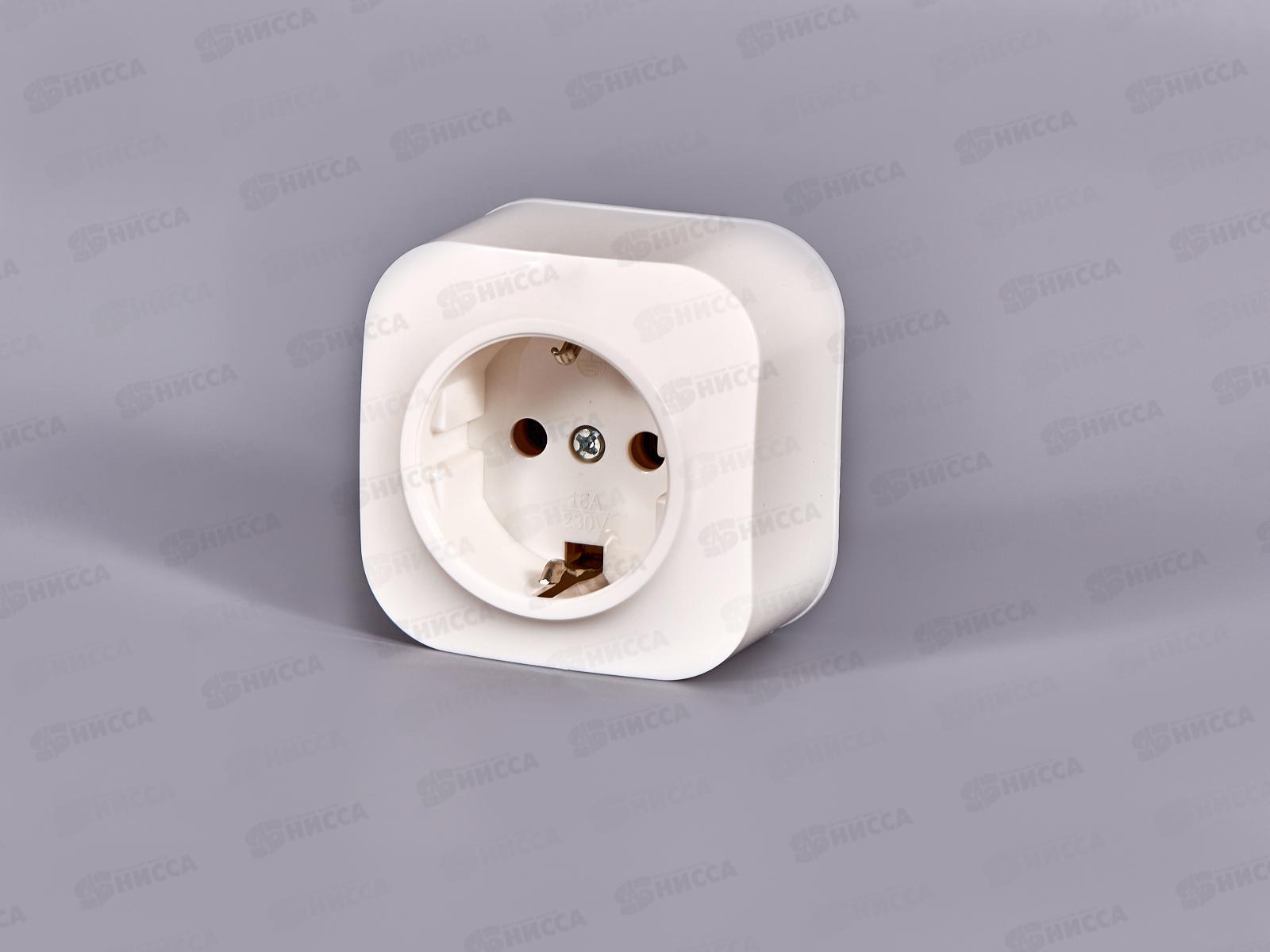 Розетка IONICH 1-местная открытой установки, с заземлением, 16А, 220В белая,керамика,1416*10