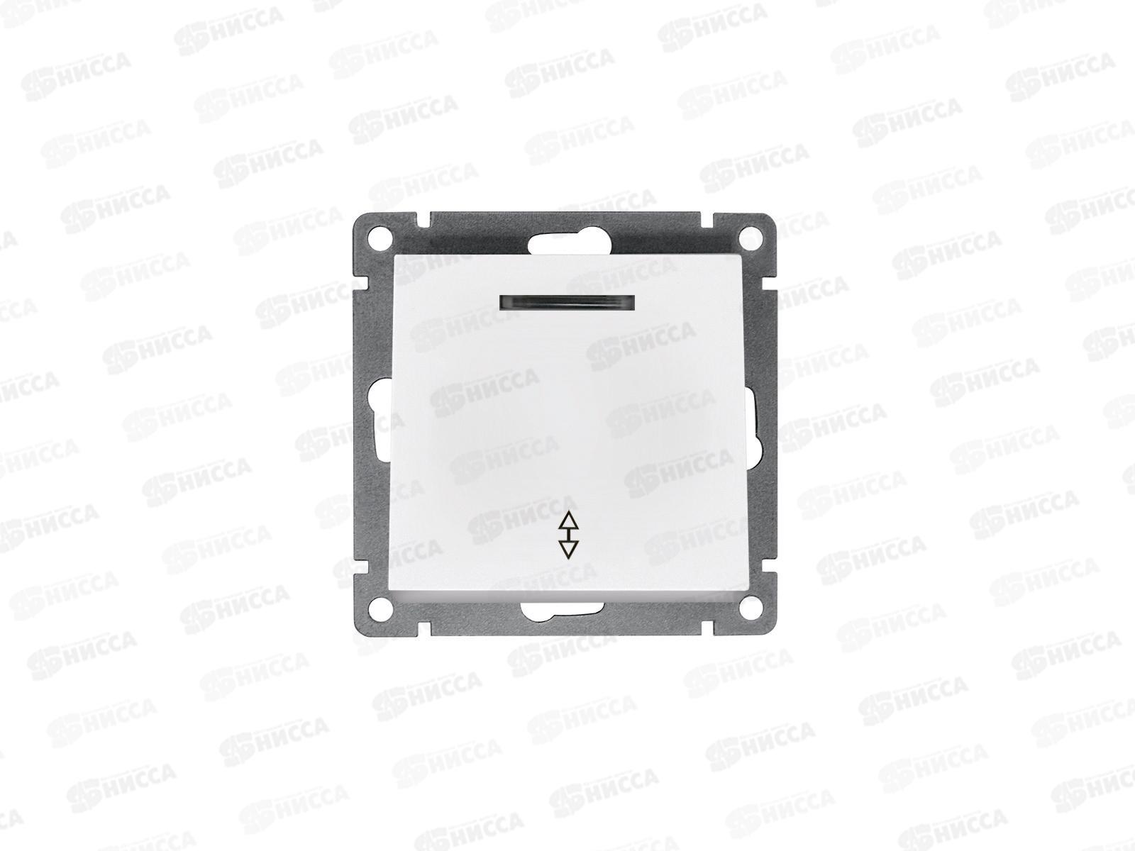 Выключатель Афина 1-клавиша скрытая установка, 10А, 220В белый, проходной, подсветка,А0125*10