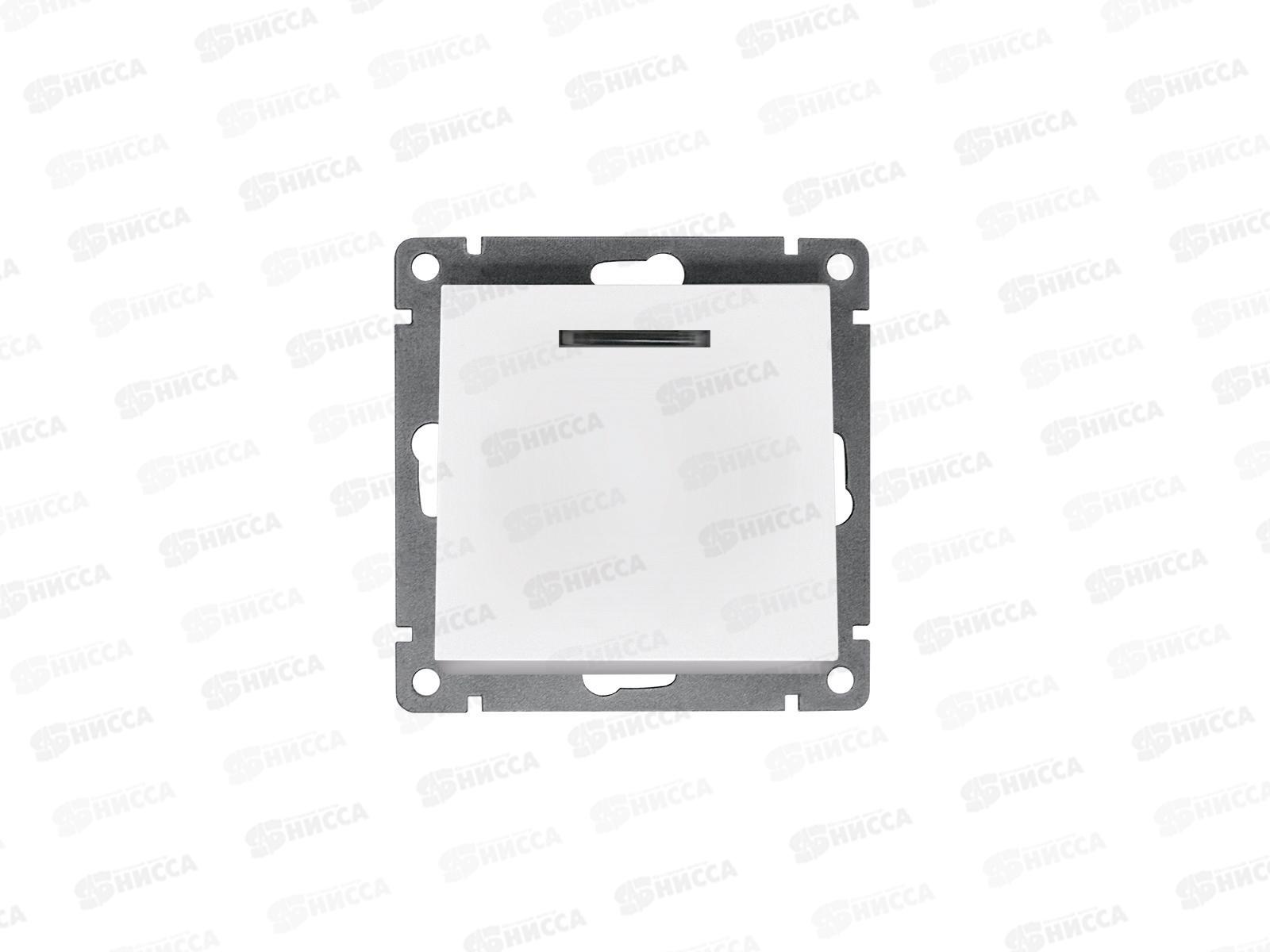 Выключатель Афина 1-клавиша скрытая установка, 10А, 220В белый, подсветка, А0121*10