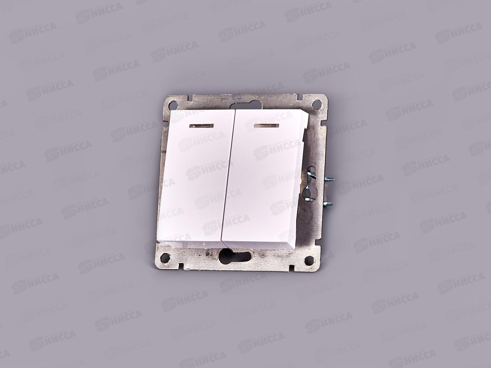 Выключатель Афина 2-клавиши скрытая установка, 10А, 220В ,белый , подсветка*10