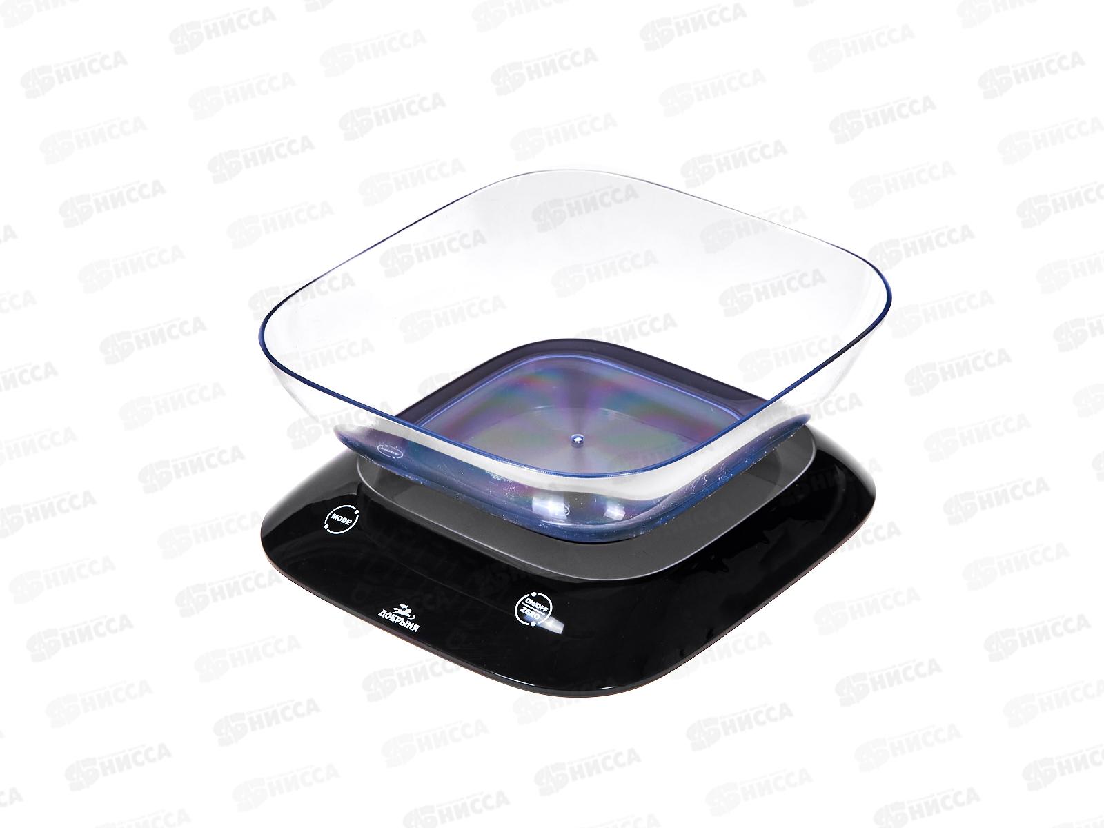 Весы кухонные DO-3022 с чашей 7кг черные Добрыня