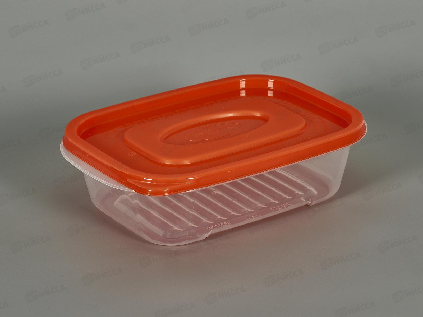 Контейнер 0,8л с оранжевой прозрачной крышкой *50  ИНТ