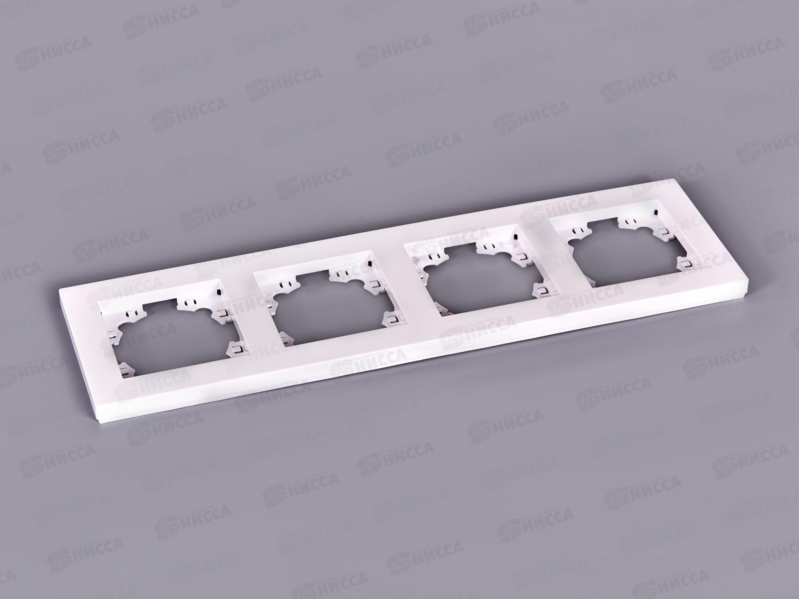 Рамка Афина четырехместная универсальная белая, А0046*10