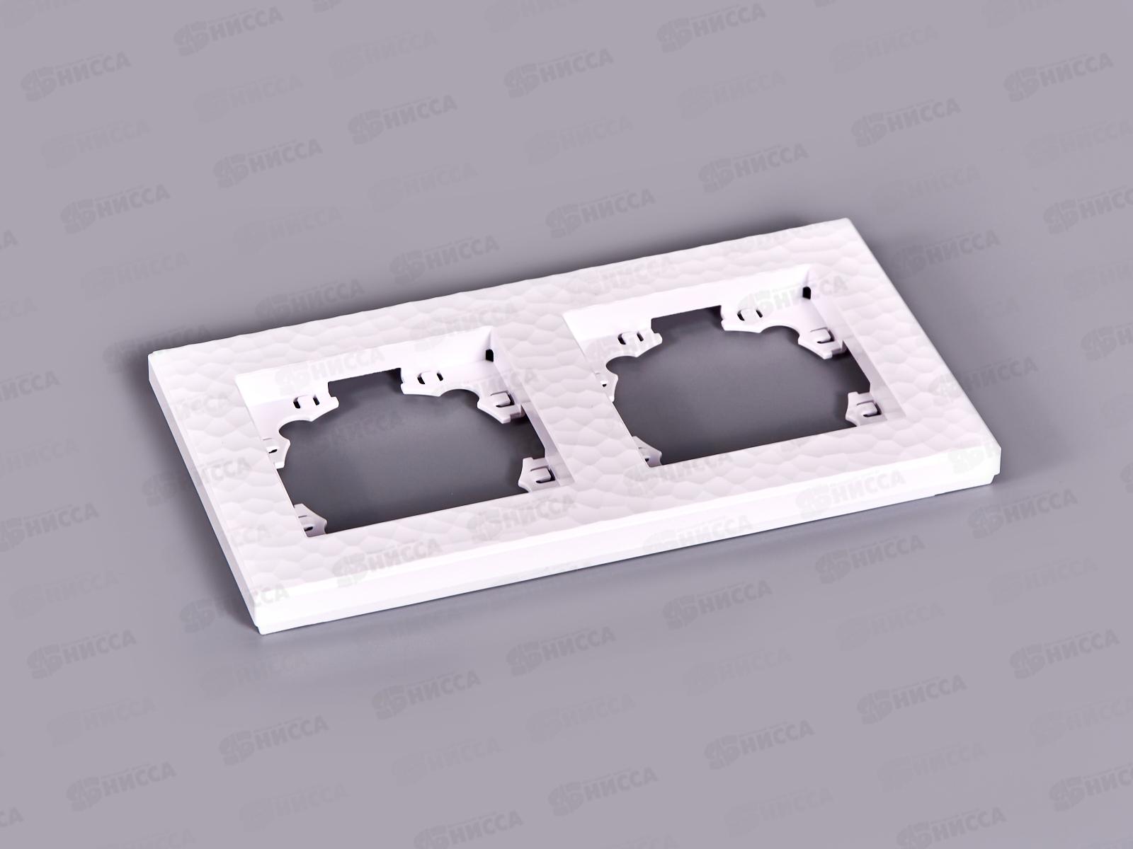 Рамка Афина двухместная фактурная универсальная белая, А10044*10