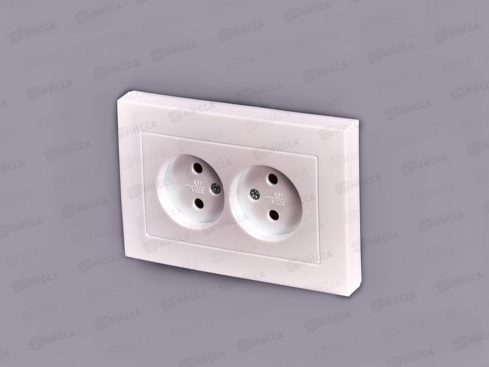 Розетка Афина 2-местная скрытой установки, без заземления, 16А, 220В жемчуг, A0102-OBr*10