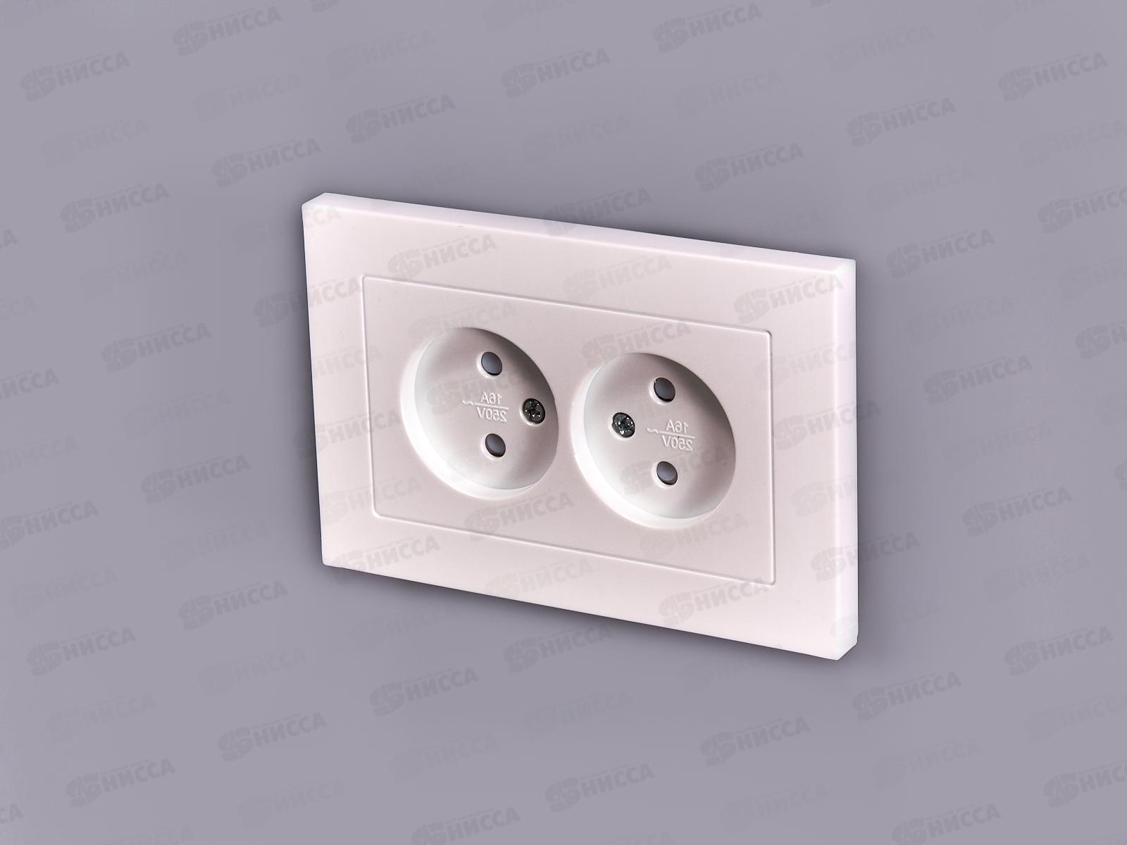 Розетка Афина 2-местная скрытой установки, без заземления,з/ш 16А, 220В ,жемчуг, A0048-OBr*10