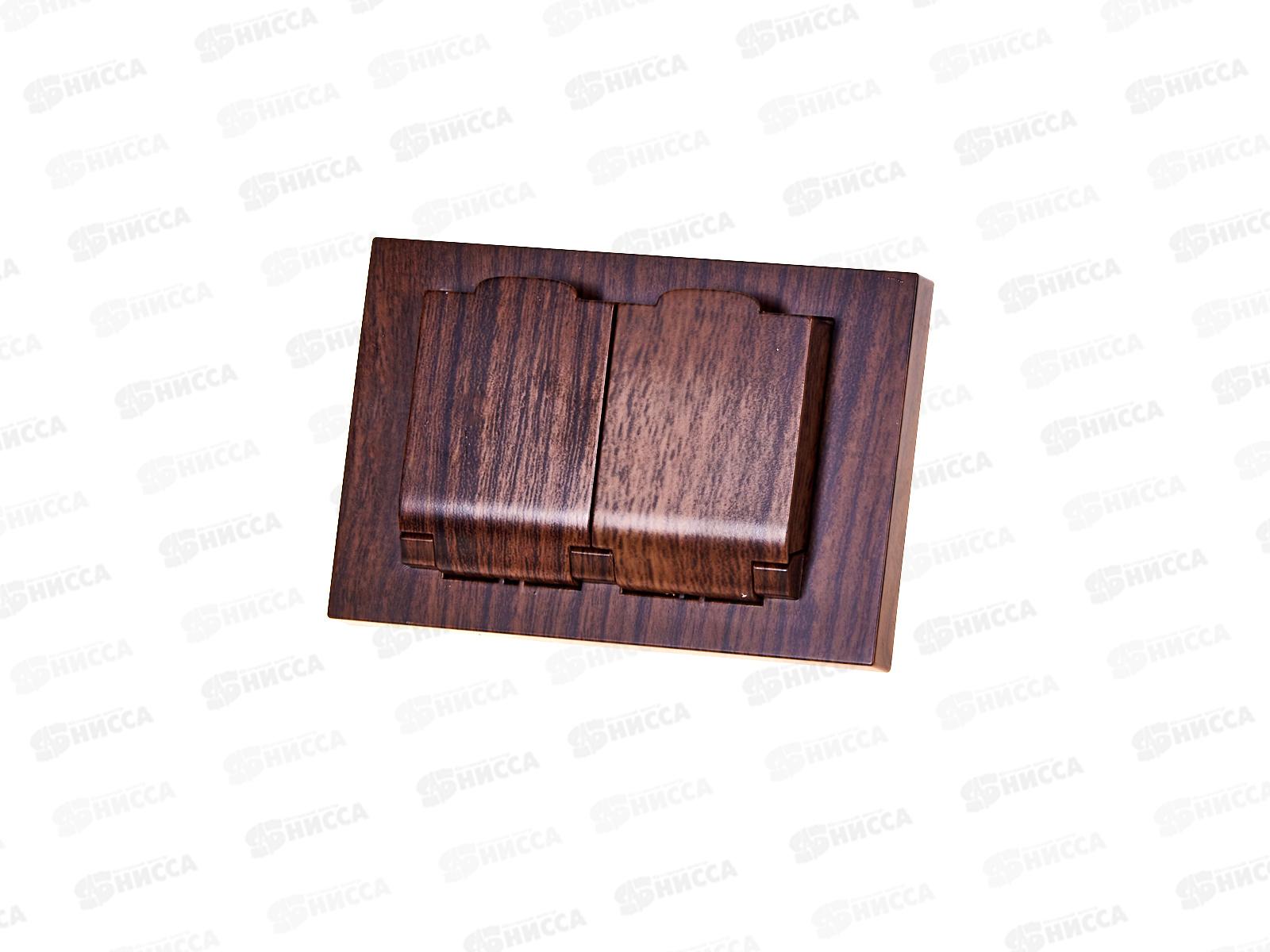 Розетка Афина 2-местная с крышкой скрытой установки, с заземлением 16А, 220В венге, A0031-V*10