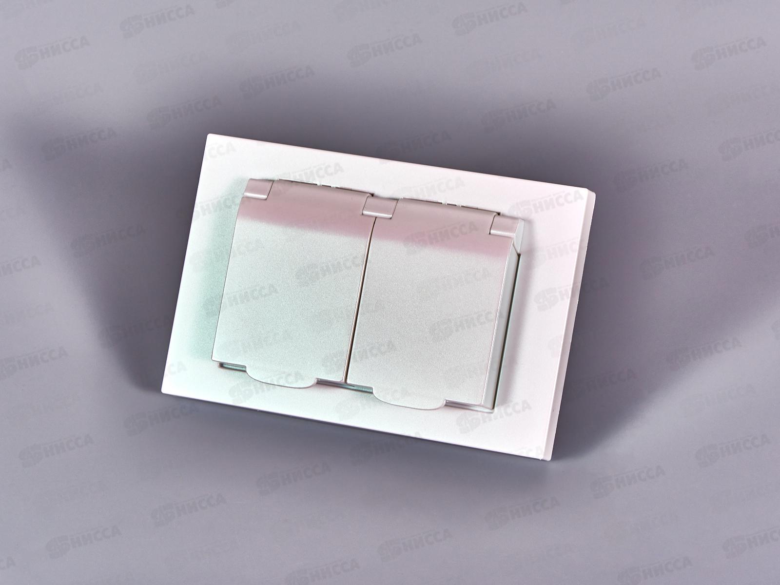 Розетка Афина 2-местная с крышкой скрытой установки, с заземлением 16А, 220В, жемчуг, A0031-OBr*10