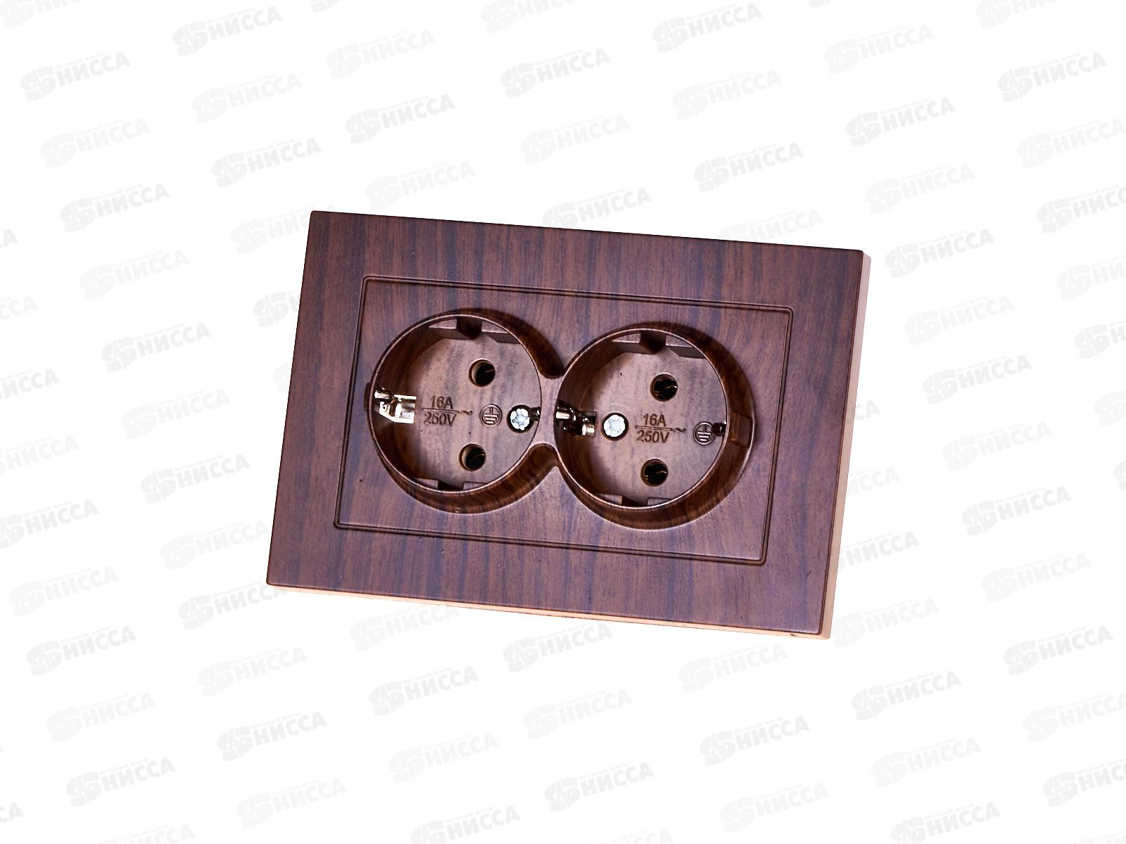 Розетка Афина 2-местная скрытой установки, с заземлением 16А, 220В венге, A0128-V*10