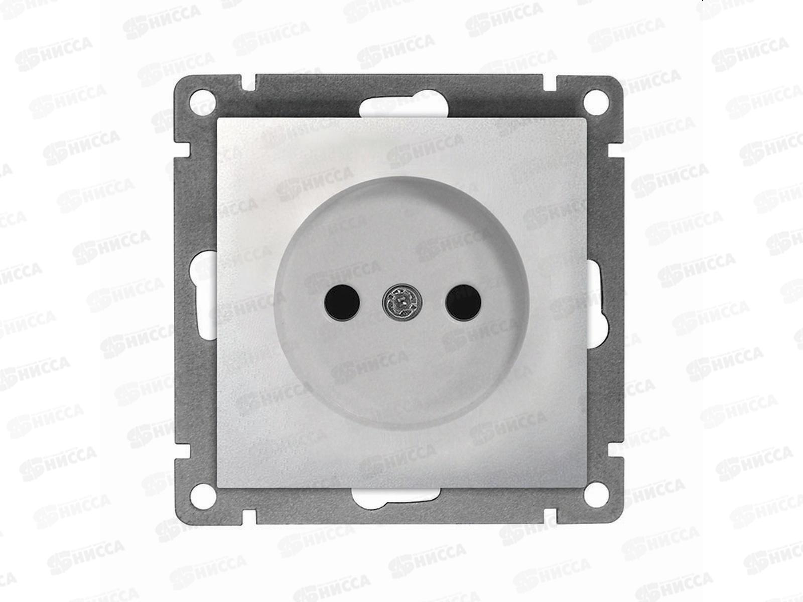 Розетка Афина 1-местная скрытой установки, без заземления, 16А, 220В серебро, A0022-S*10