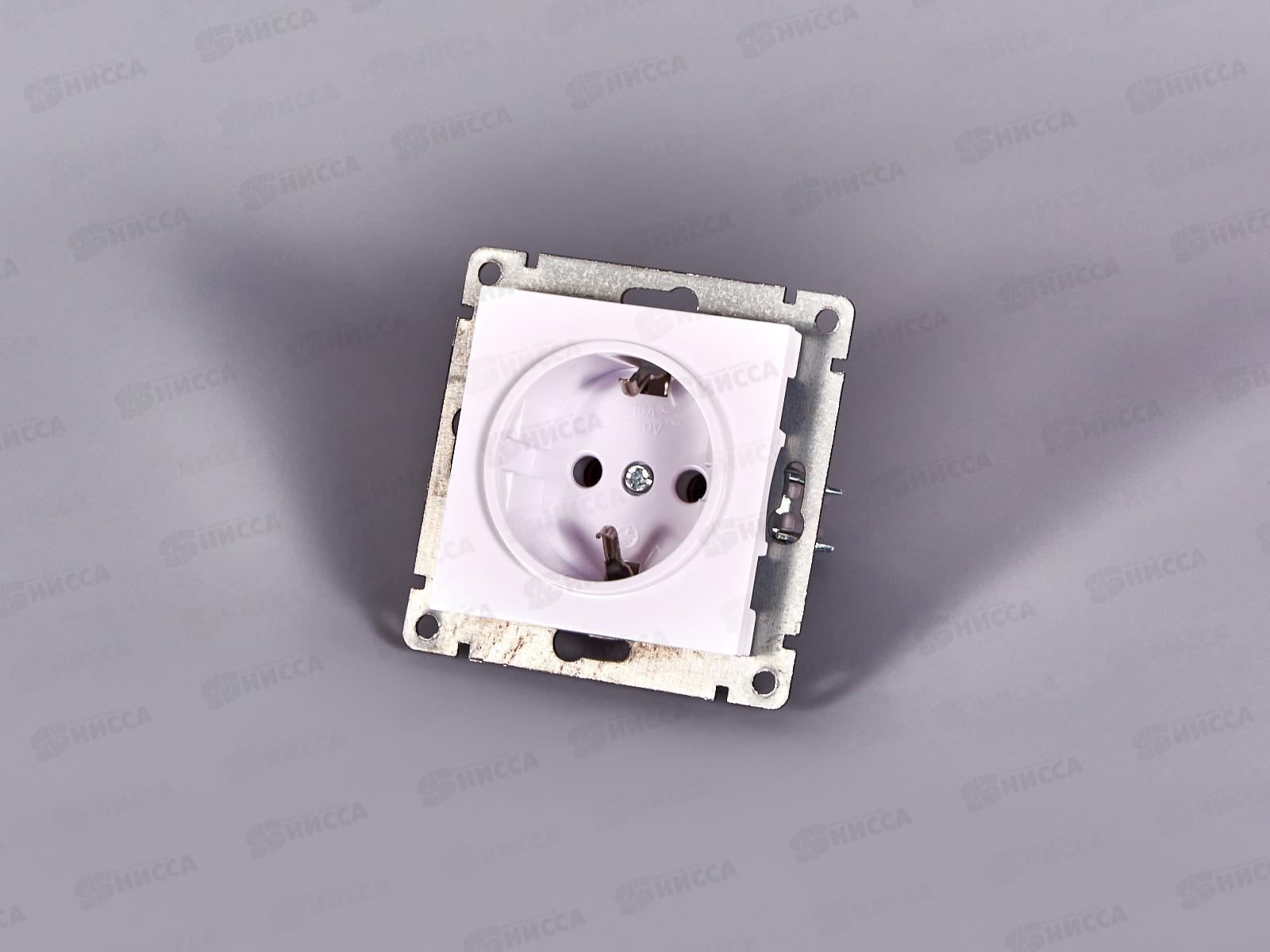 Розетка Афина 1-местная скрытой установки, c заземлением, 16А, 220В белая, А0028*10