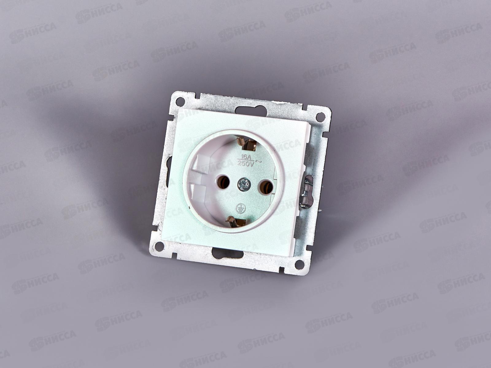 Розетка Афина 1-местная скрытой установки, с заземлением, 16А, 220В жемчуг, A0028-OBr*10