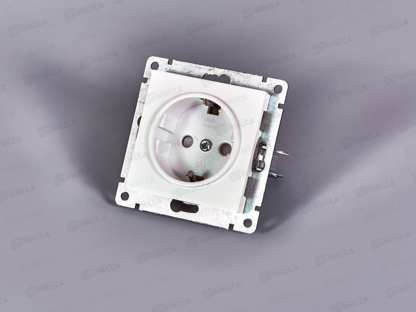 Розетка Афина 1-местная скрытой установки, c заземлением, з/ш 16А, 220В жемчуг,A0049-OBr*10