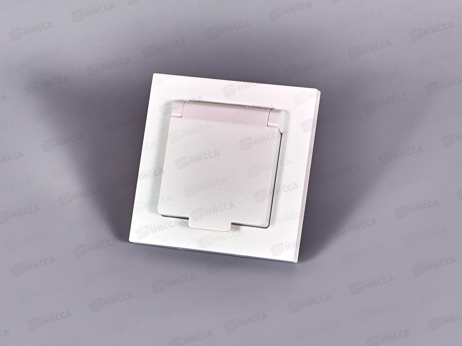 Розетка Афина 1-местная скрытой установки, c заземлением, с крышкой 16А, 220В жемчуг,A0029-OBr*10