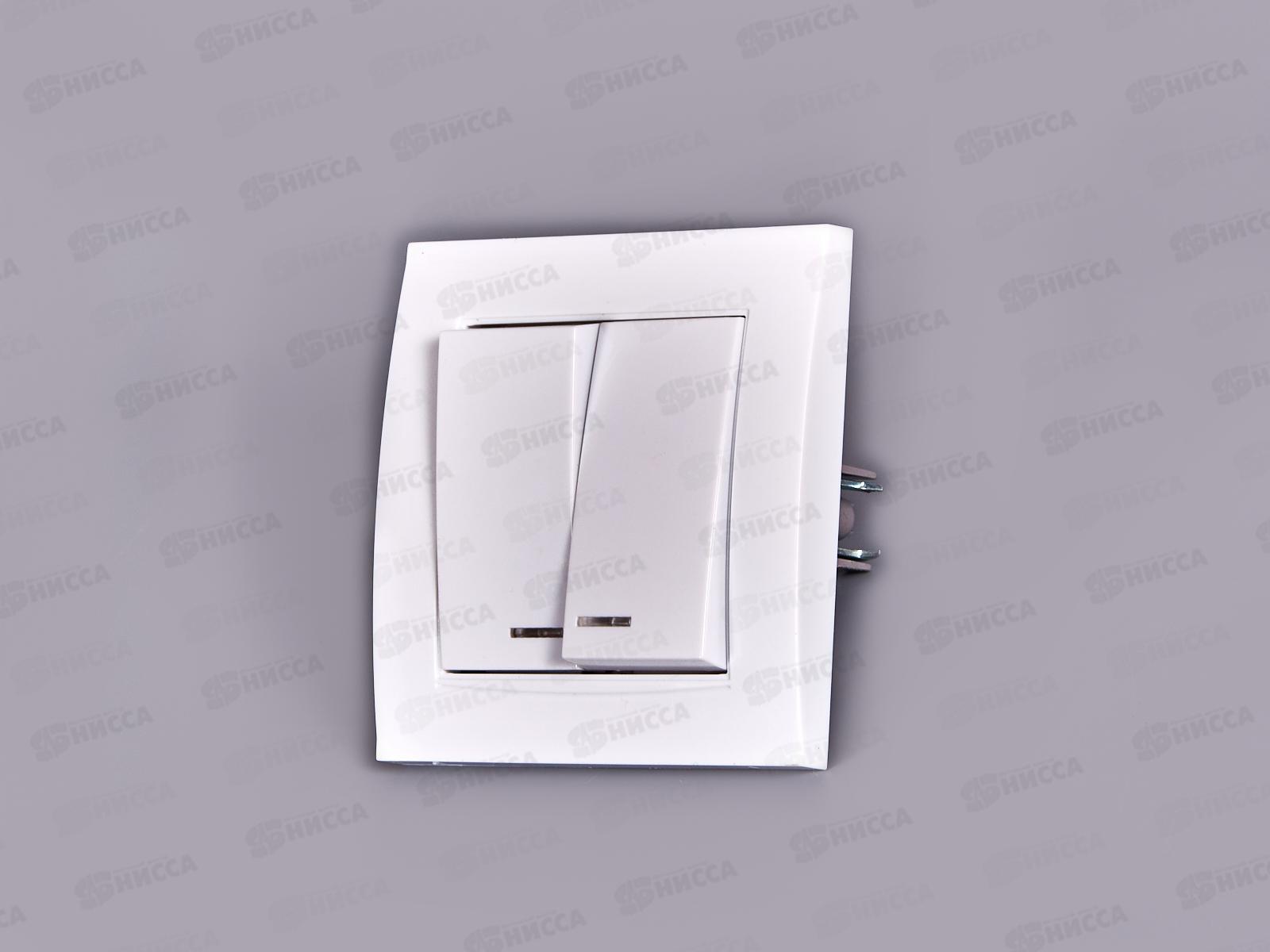 Выключатель Бриллиант 2-клавиши скрытой установки, 10А, 220В, подсветка, белый,7947410*10