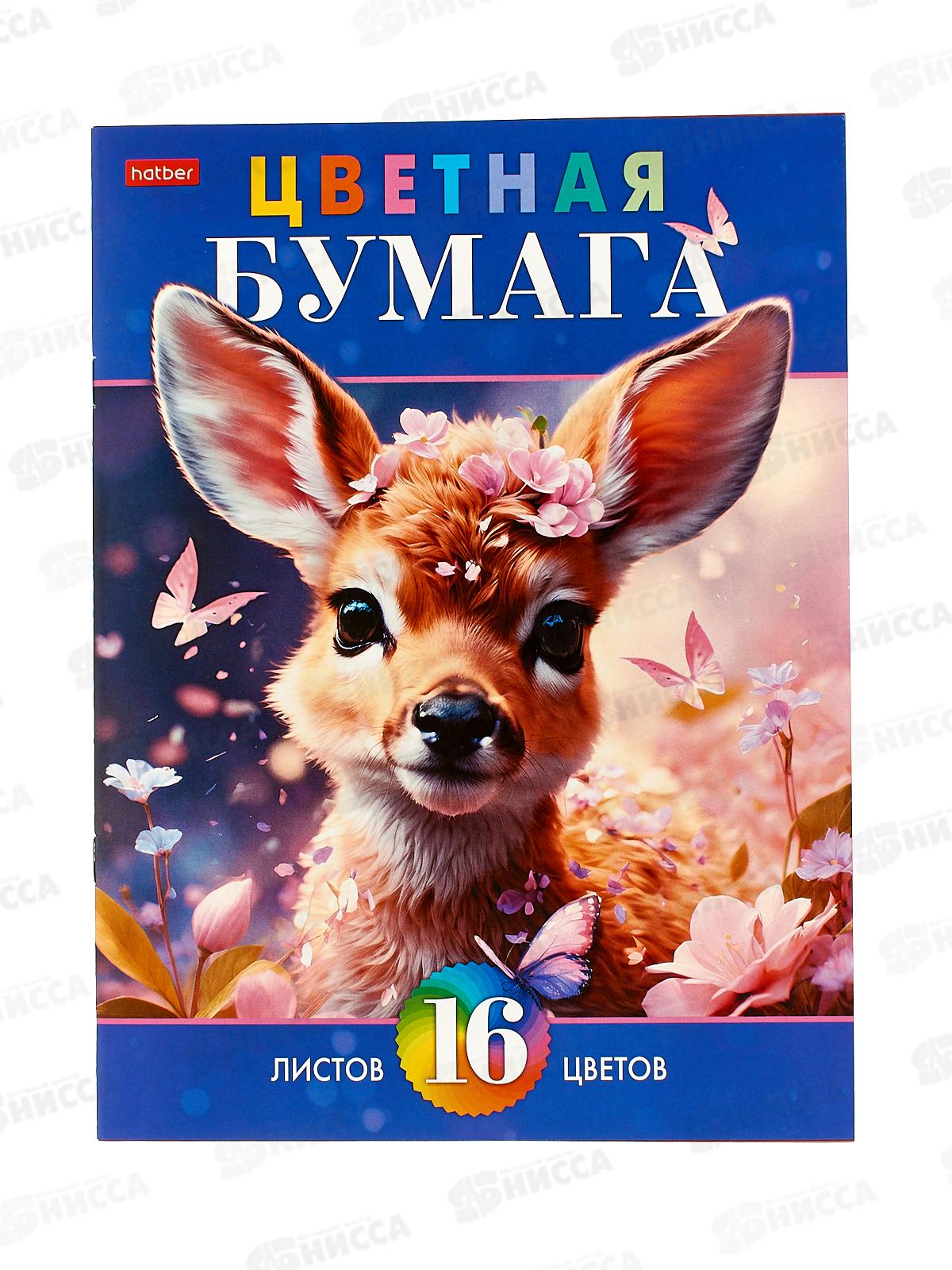 Цветная бум.  16л 16цв Hatber Олененок Бэмби 32490 *50