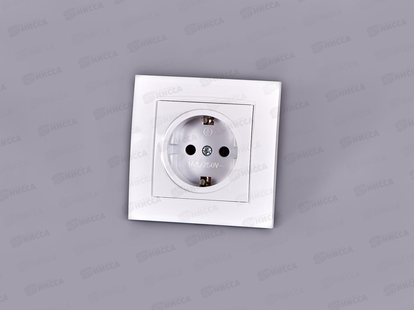 Розетка Бриллиант 1-местная с заземлением, скрытой установки, 16А, 220В,белая, керамика, 7947625*10