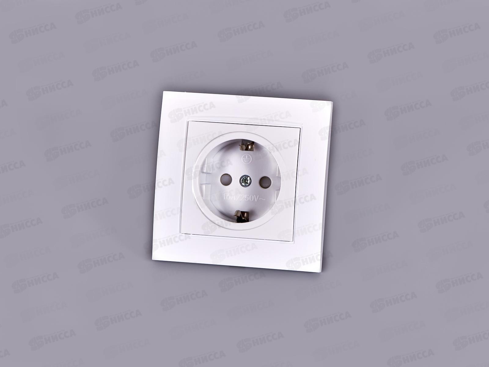 Розетка Бриллиант 1-местная с заземлением, скрытой установки,з/ш 16А, 220В,белая,керамика, 7947632*10
