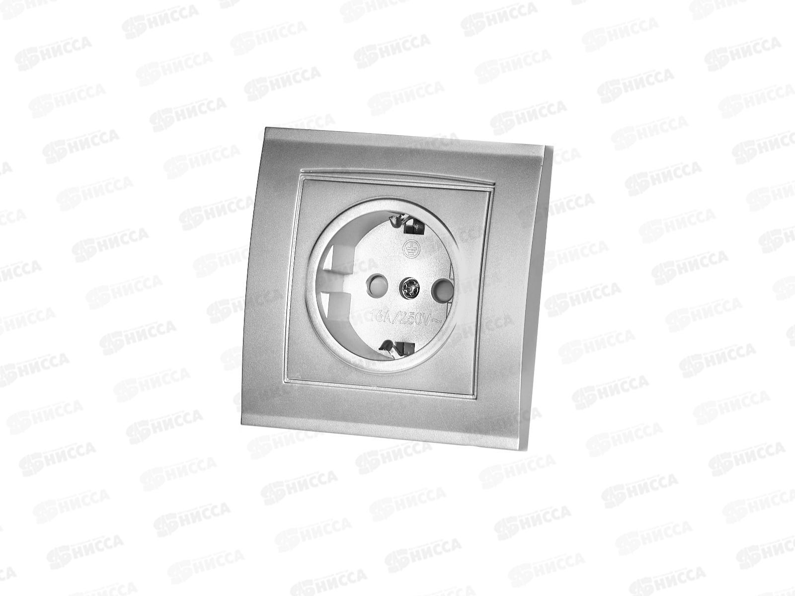 Розетка Бриллиант 1-местная с заземлением, скрытой установки, з/ш 16А, 220В,серебро,керамика, 7949889*10