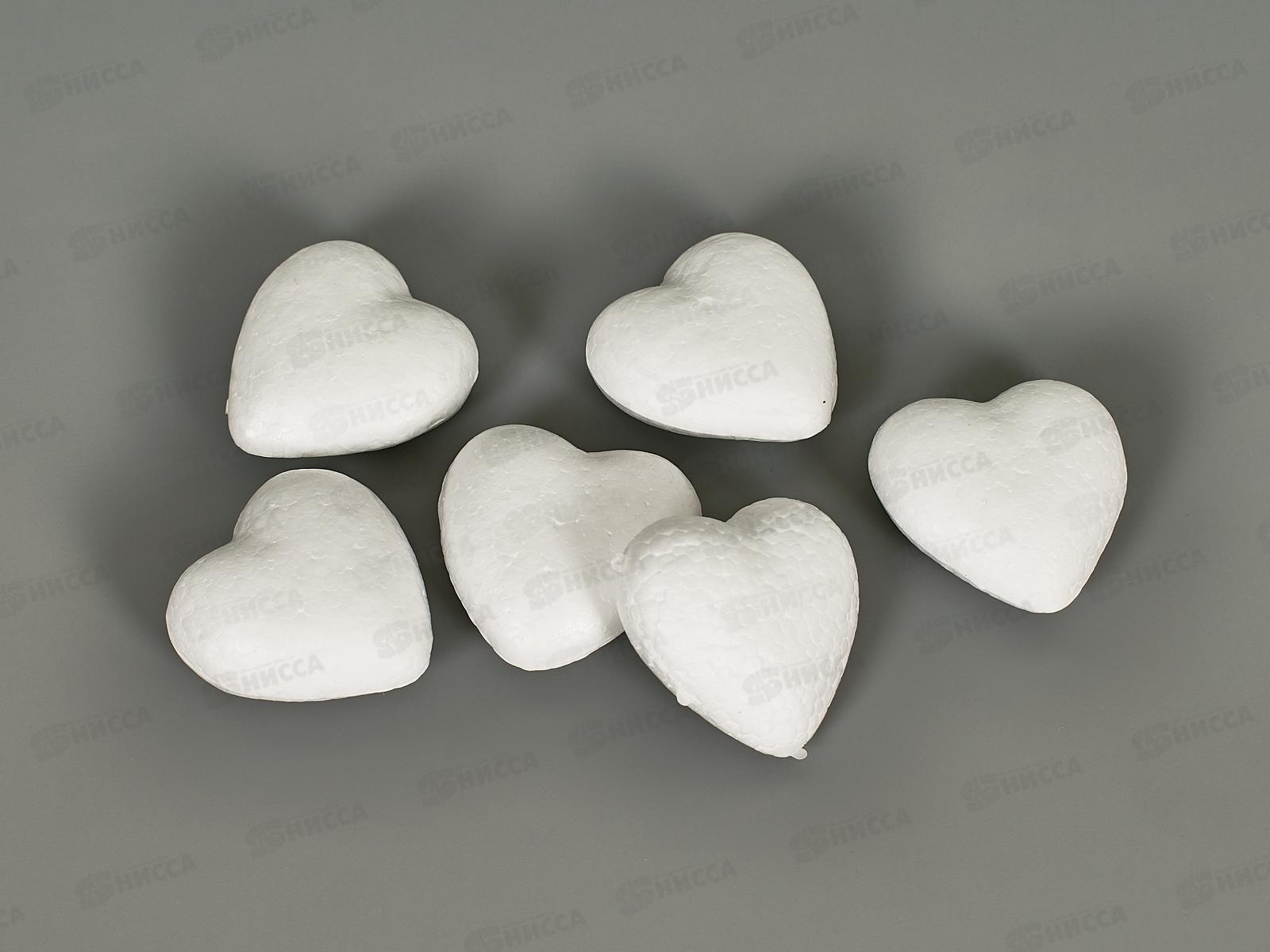 Декор элементы Альт Сердечки пенопласт, 50мм.,6шт, 2-204/02 *30