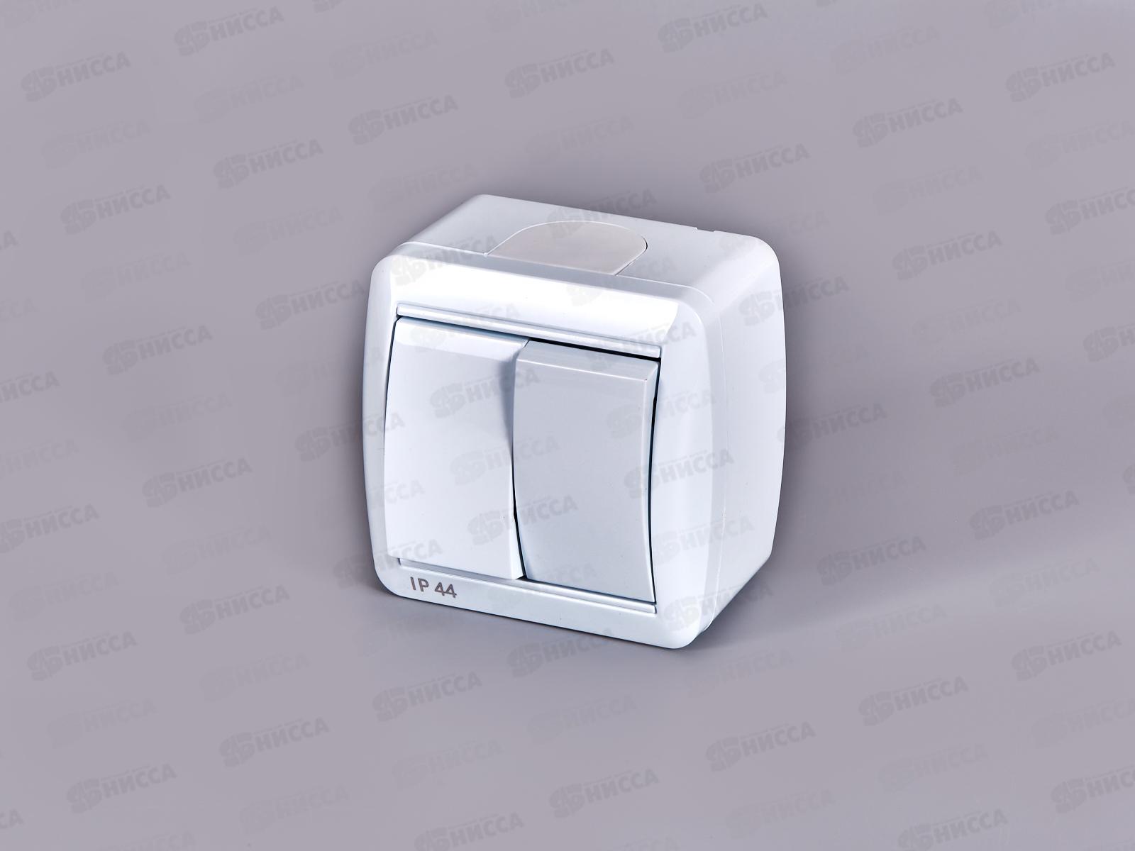 Выключатель КЛИО 2-клавиши открытой установки, 10А, 220В, белый, К2223*10