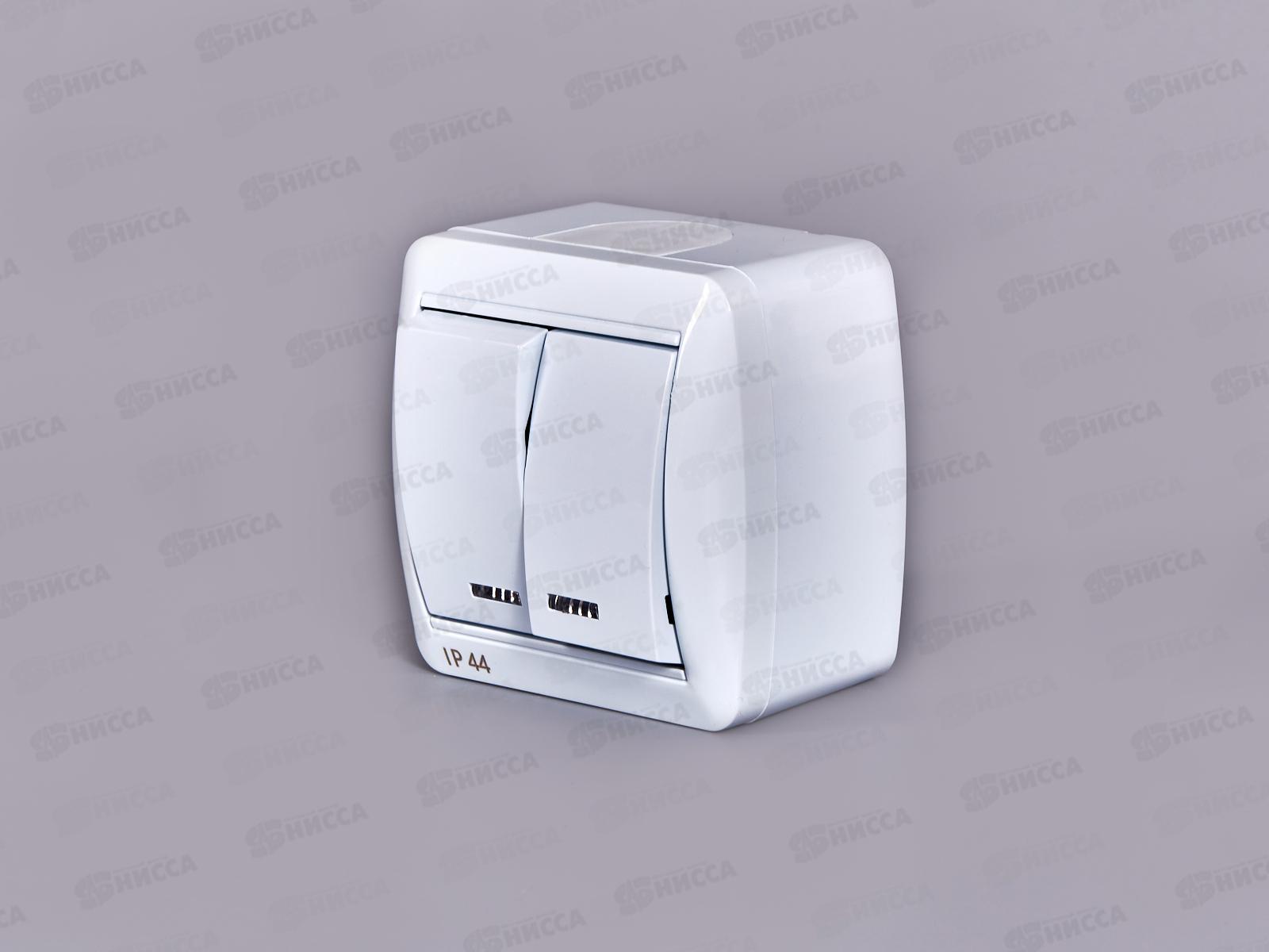 Выключатель КЛИО 2-клавиша открытой установки, 10А, 220В, подсветка, белый, К2227*10