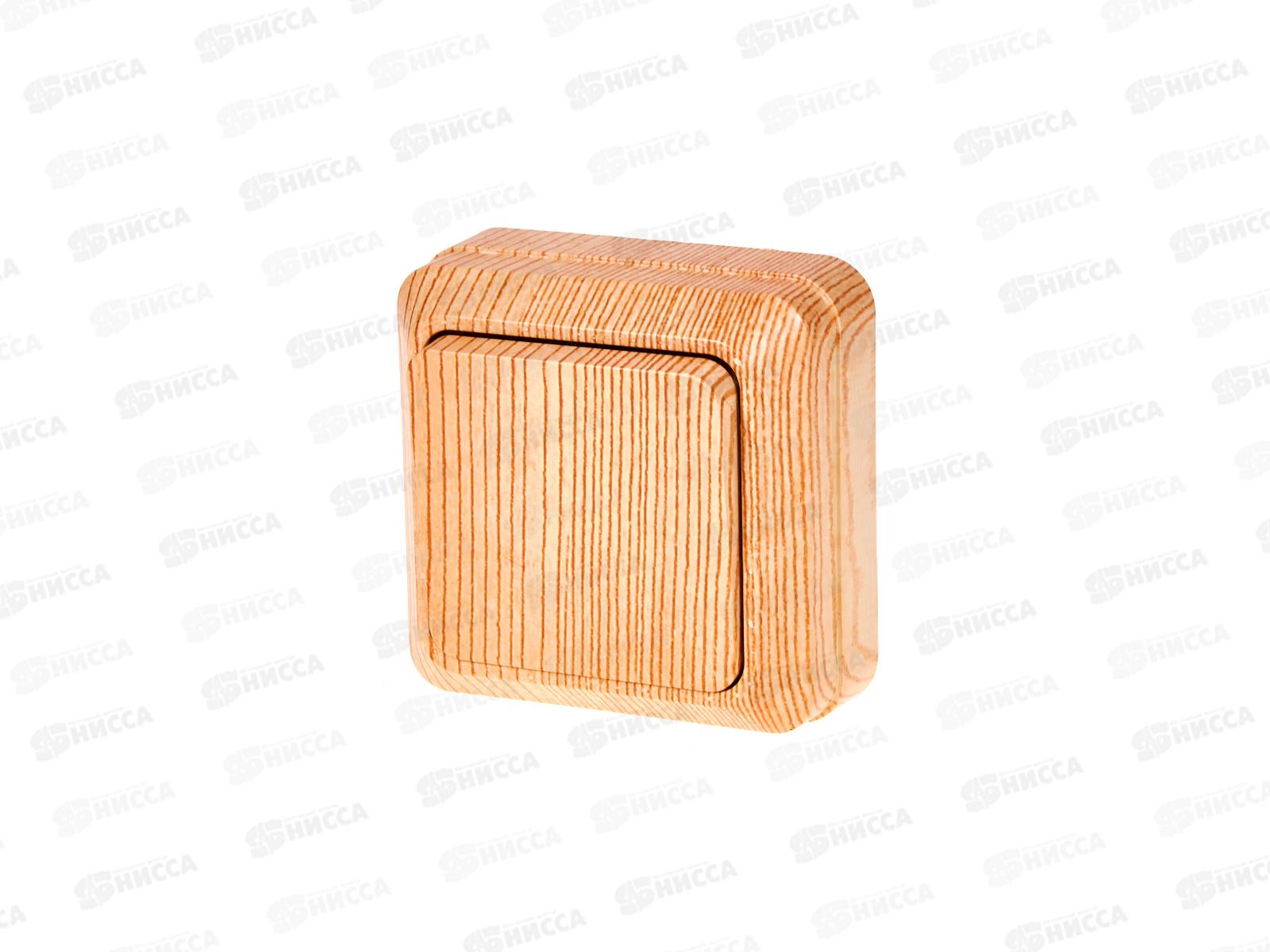 Выключатель ОЛИМП 1-клавиша открытой установки, 10А, 220В, сосна, 5560797 *10