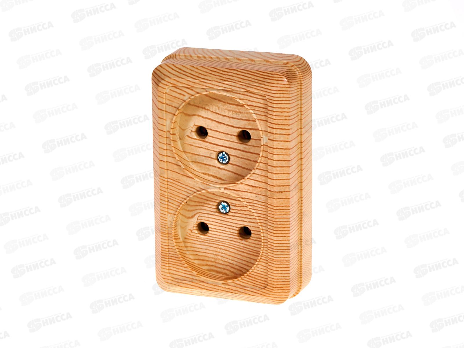 Розетка ОЛИМП 2-местная открытой установки, без заземления, 16А, 220В сосна, керамика,5560858*10