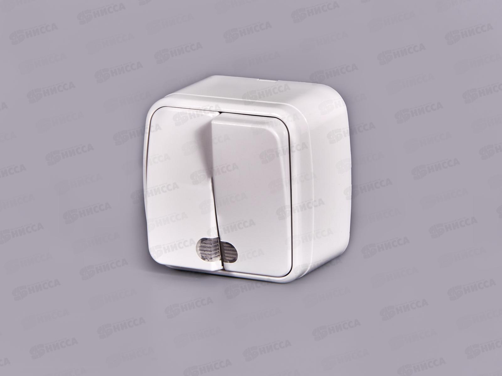 Выключатель СОЮЗ 2-клавиши  Электра, открытой установки, 10А, 220В, подсветка, белый,0030*10