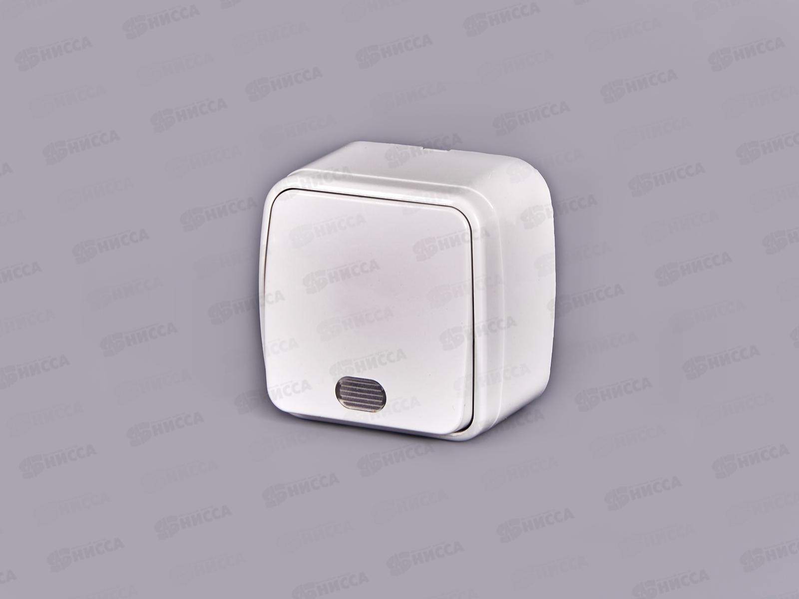 Выключатель СОЮЗ 1-клавиша  Электра, открытой установки, 10А, 220В, подсветка, белый,0019*10