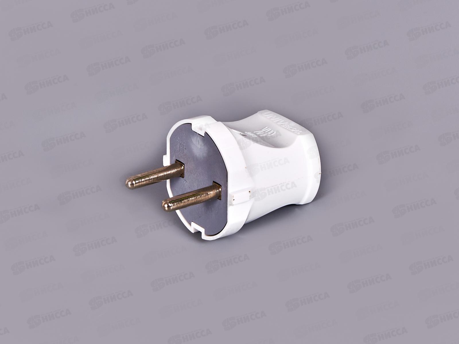 Вилка UNIVersa без заземления, 6А, 250В, белая, А113