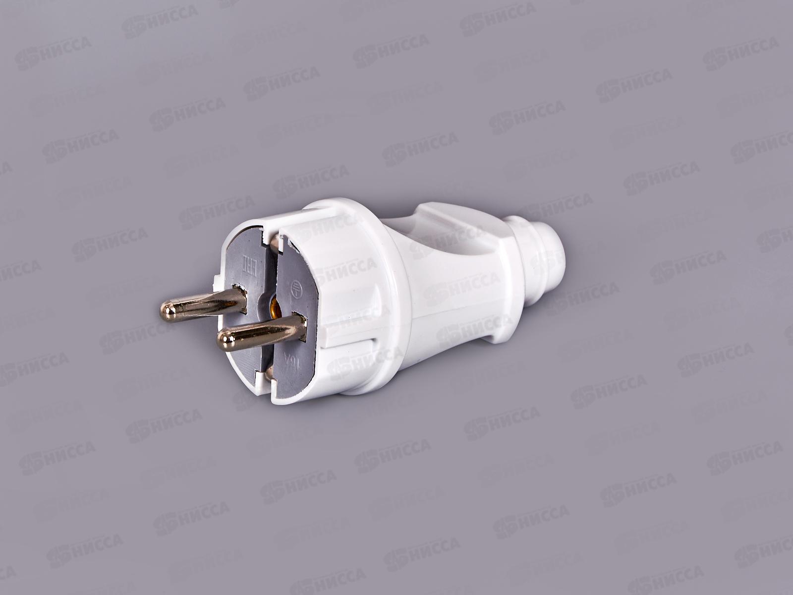 Вилка UNIVersal с заземлением прямая, 16А, 250B, белая, А101